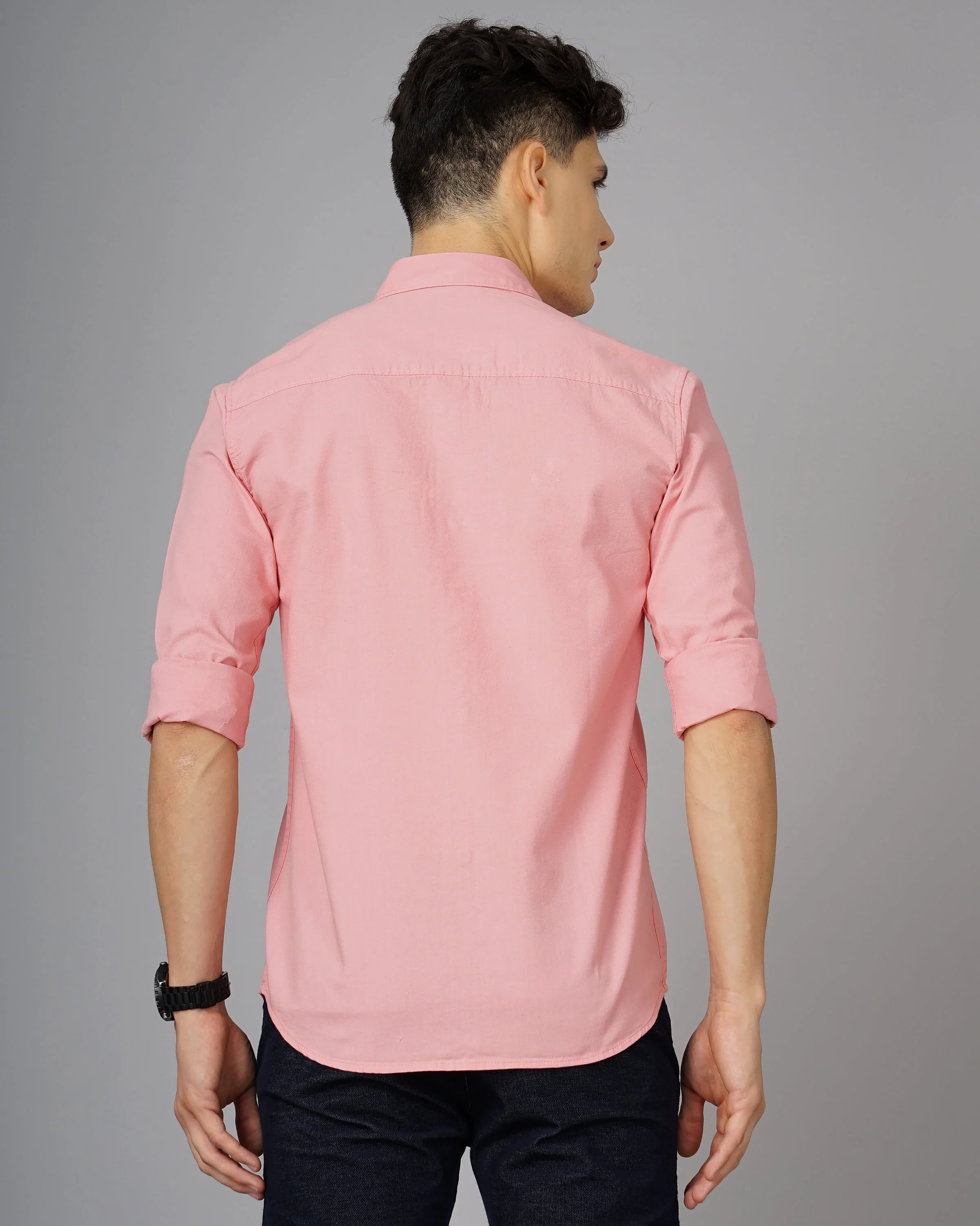 Men Oxford Pink Solid Shirt - Image 2