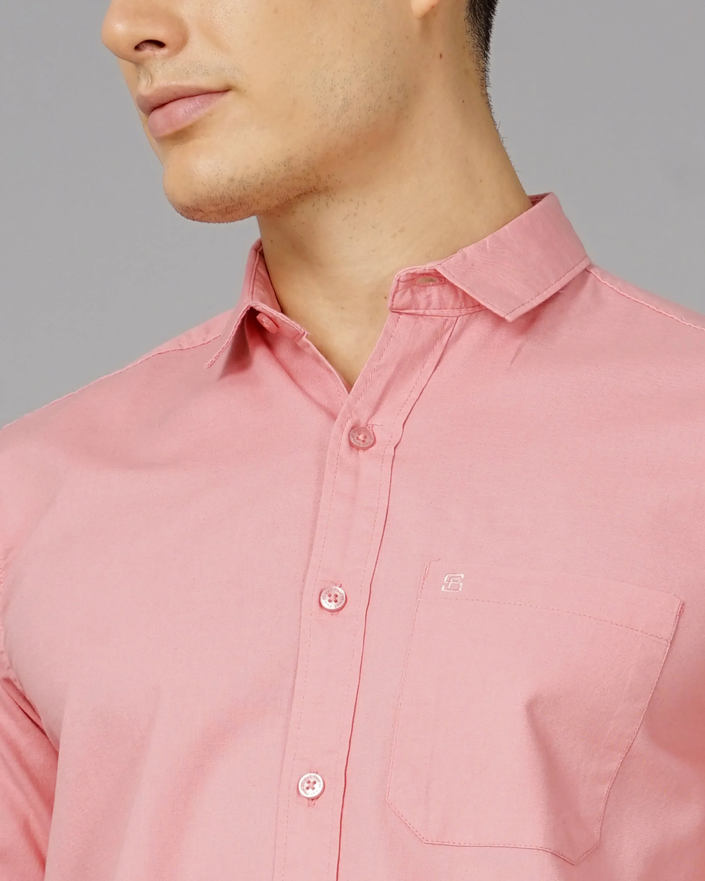 Men Oxford Pink Solid Shirt - Image 5