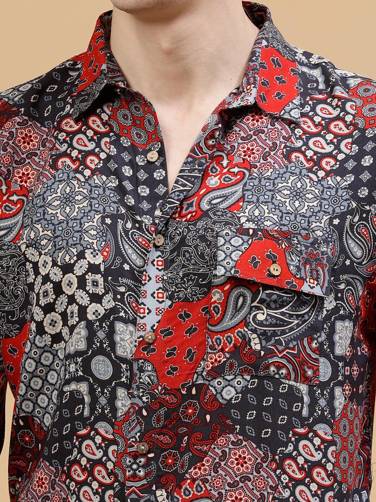 Men Paisley Print DropShoulder Hawaiian Shirt - Image 4