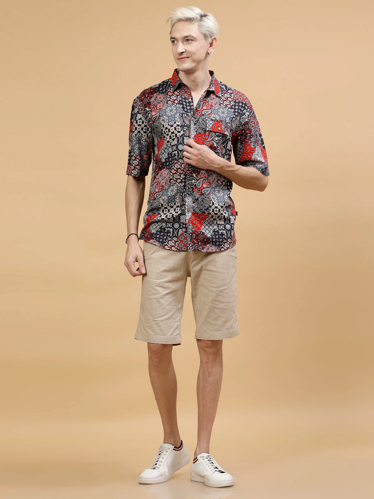 Men Paisley Print DropShoulder Hawaiian Shirt - Image 4