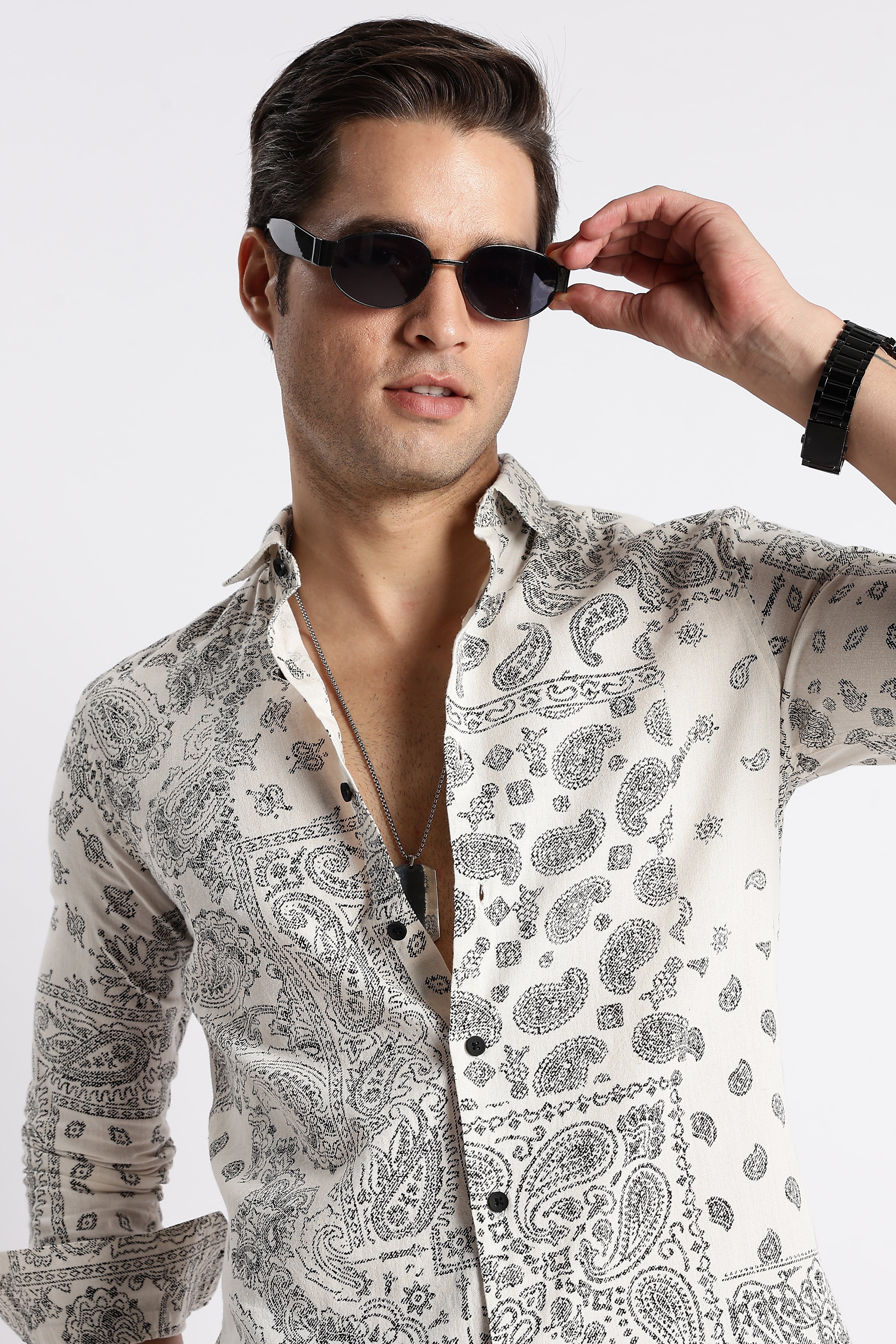 Men Paisley Print Shirt - Image 10