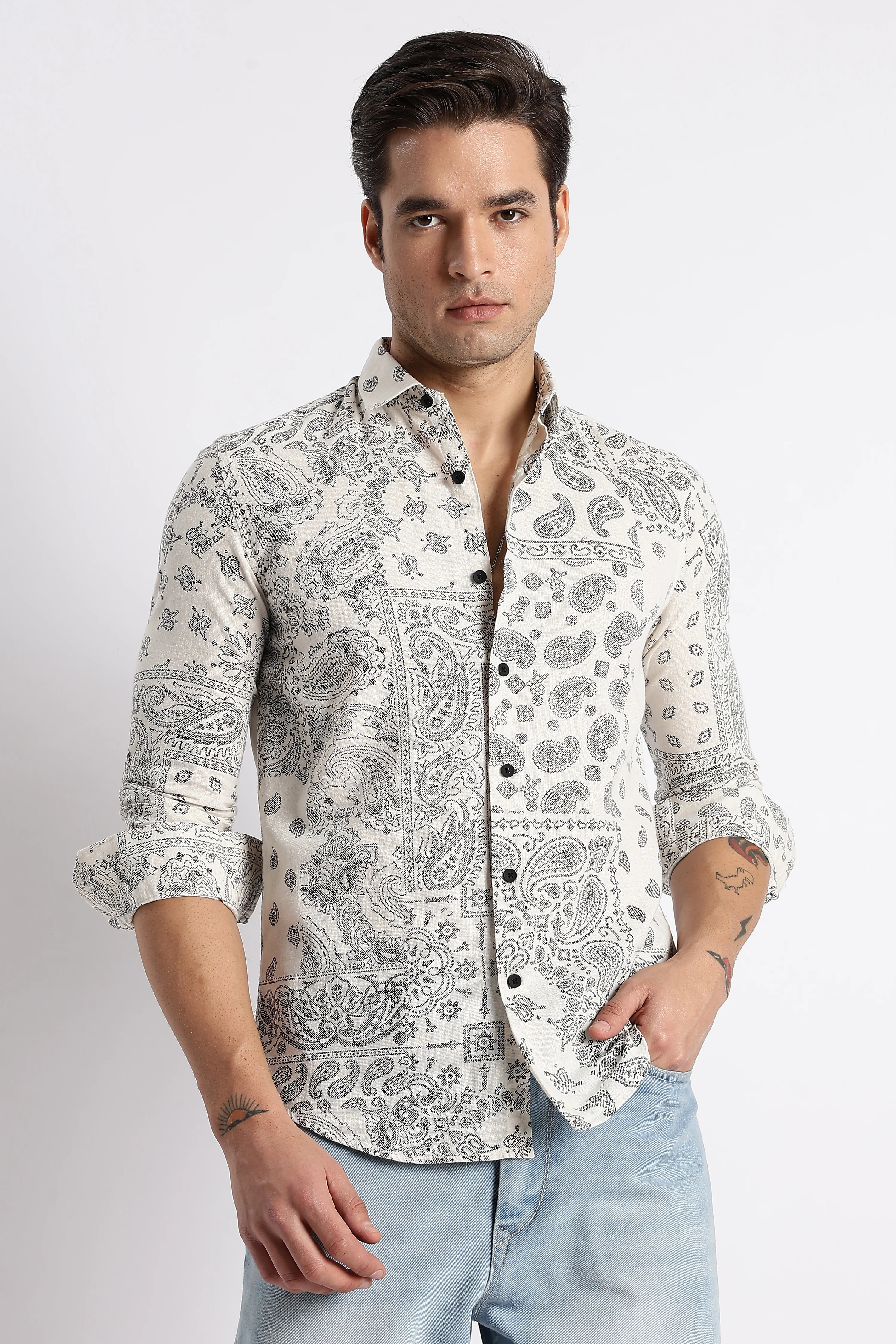 Men Paisley Print Shirt - Image 5