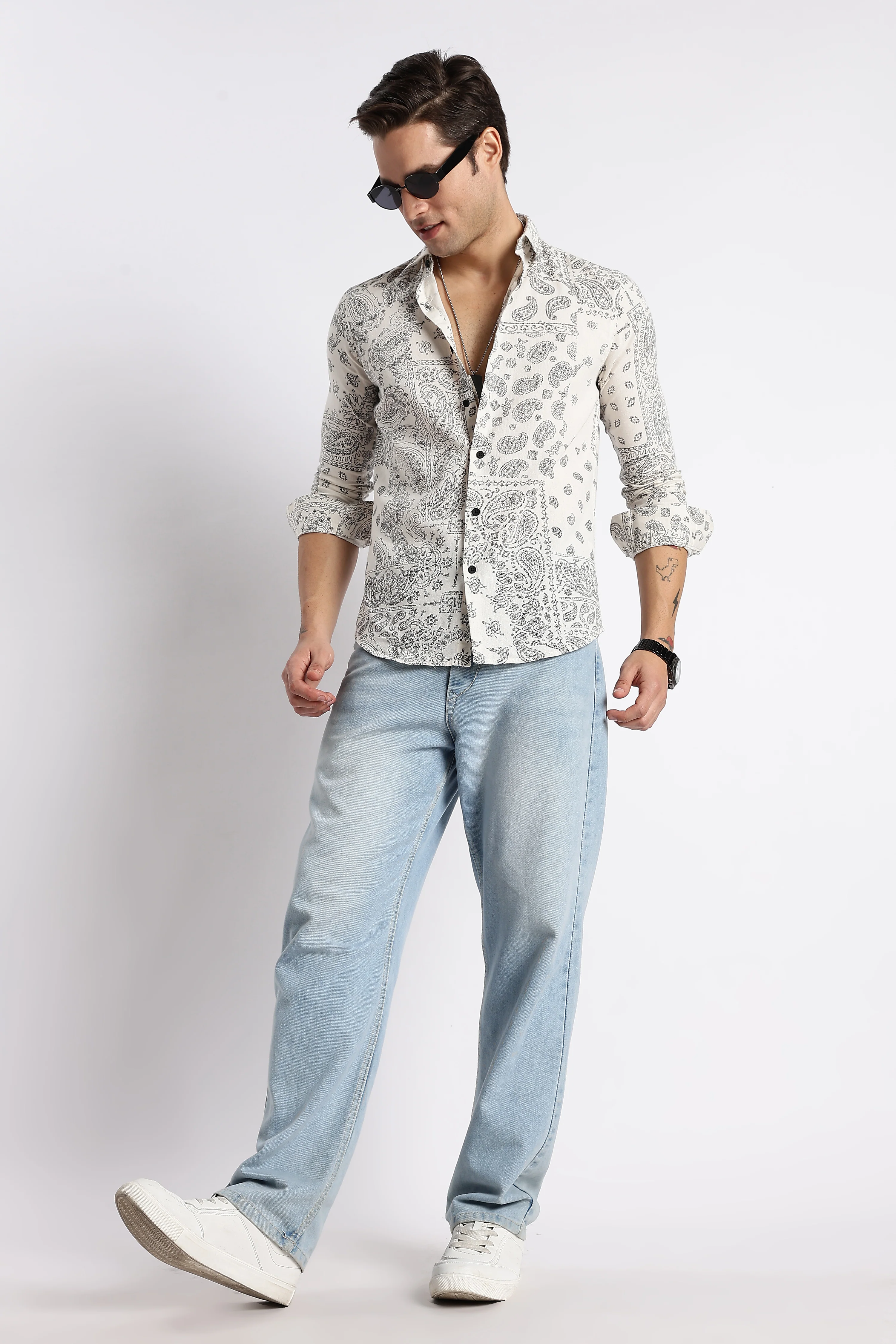 Men Paisley Print Shirt - Image 8