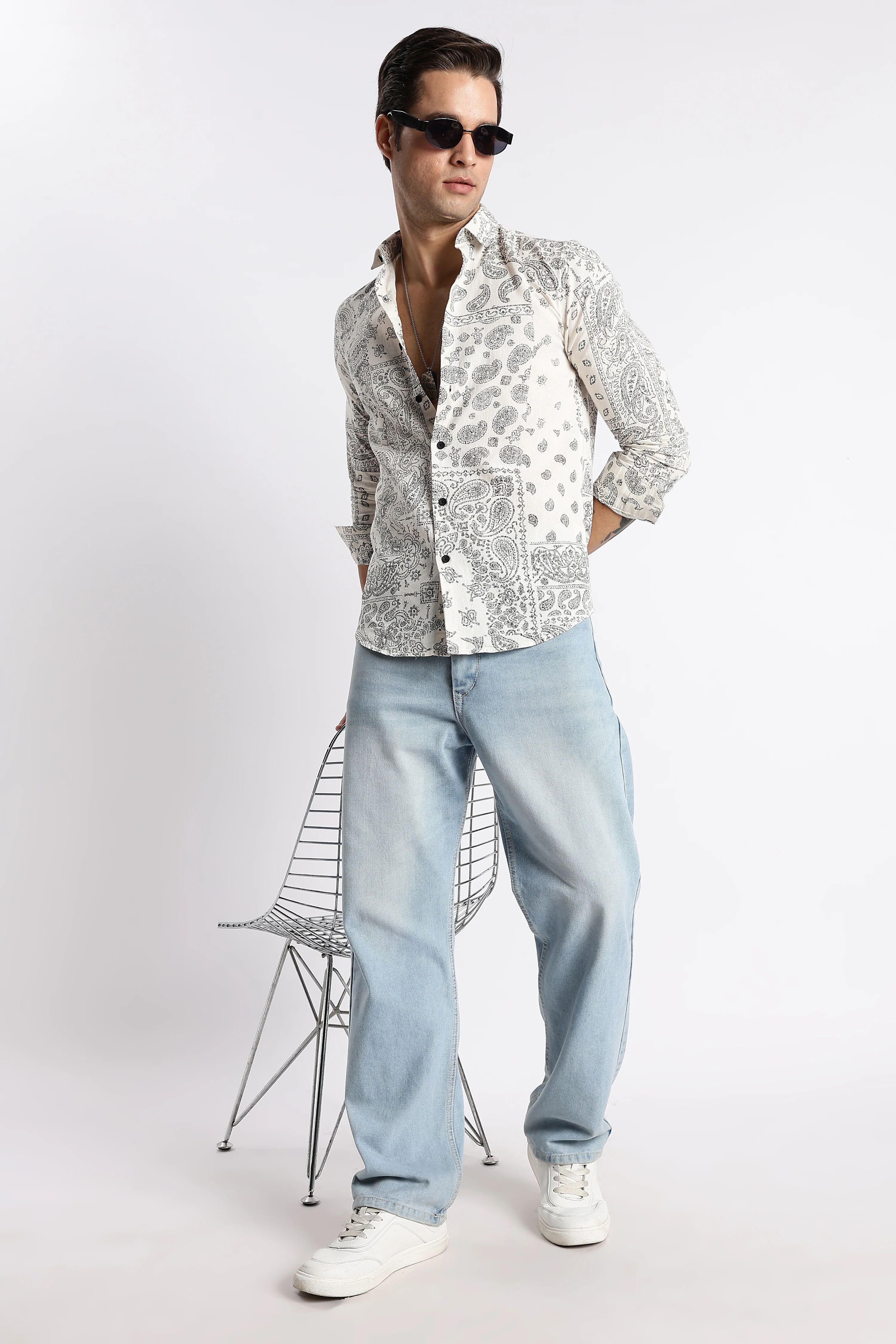 Men Paisley Print Shirt - Image 9