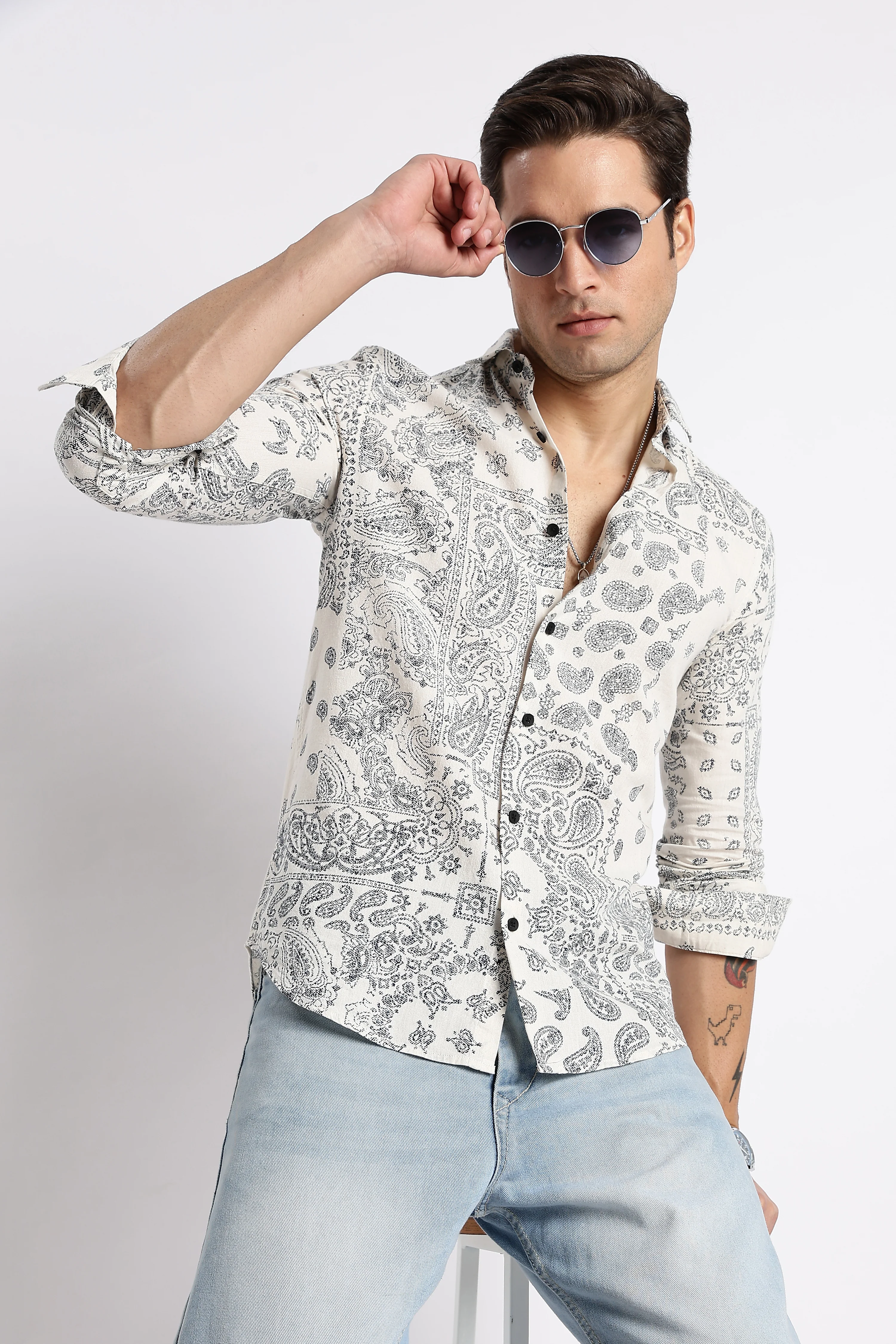 Men Paisley Print Shirt - Image 10