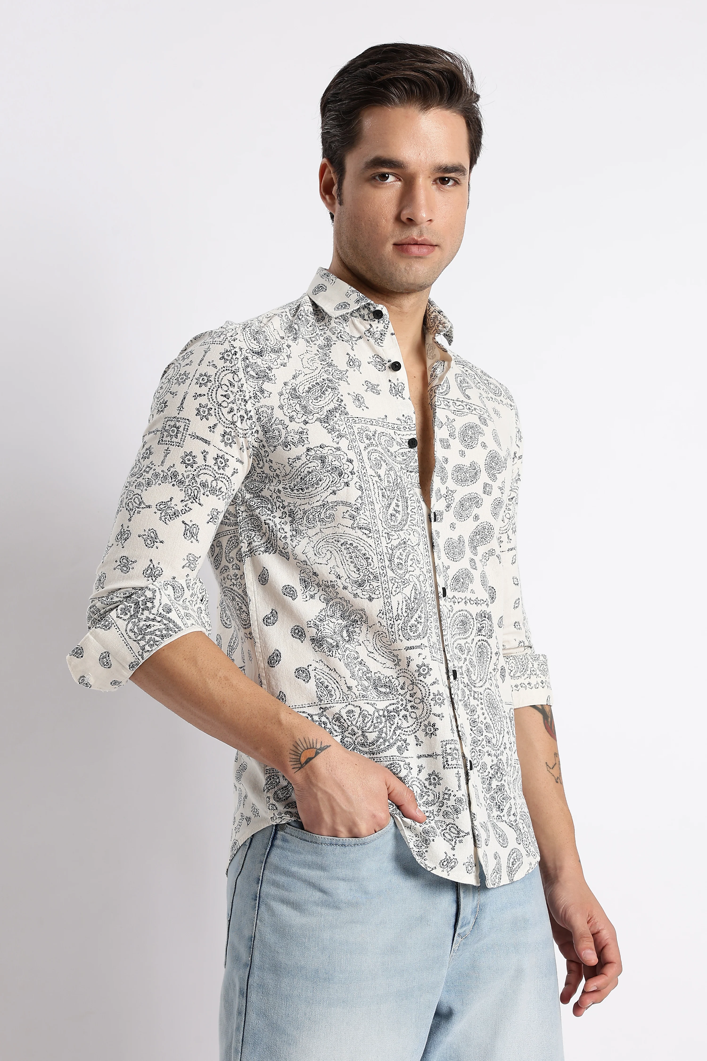 Men Paisley Print Shirt - Image 6