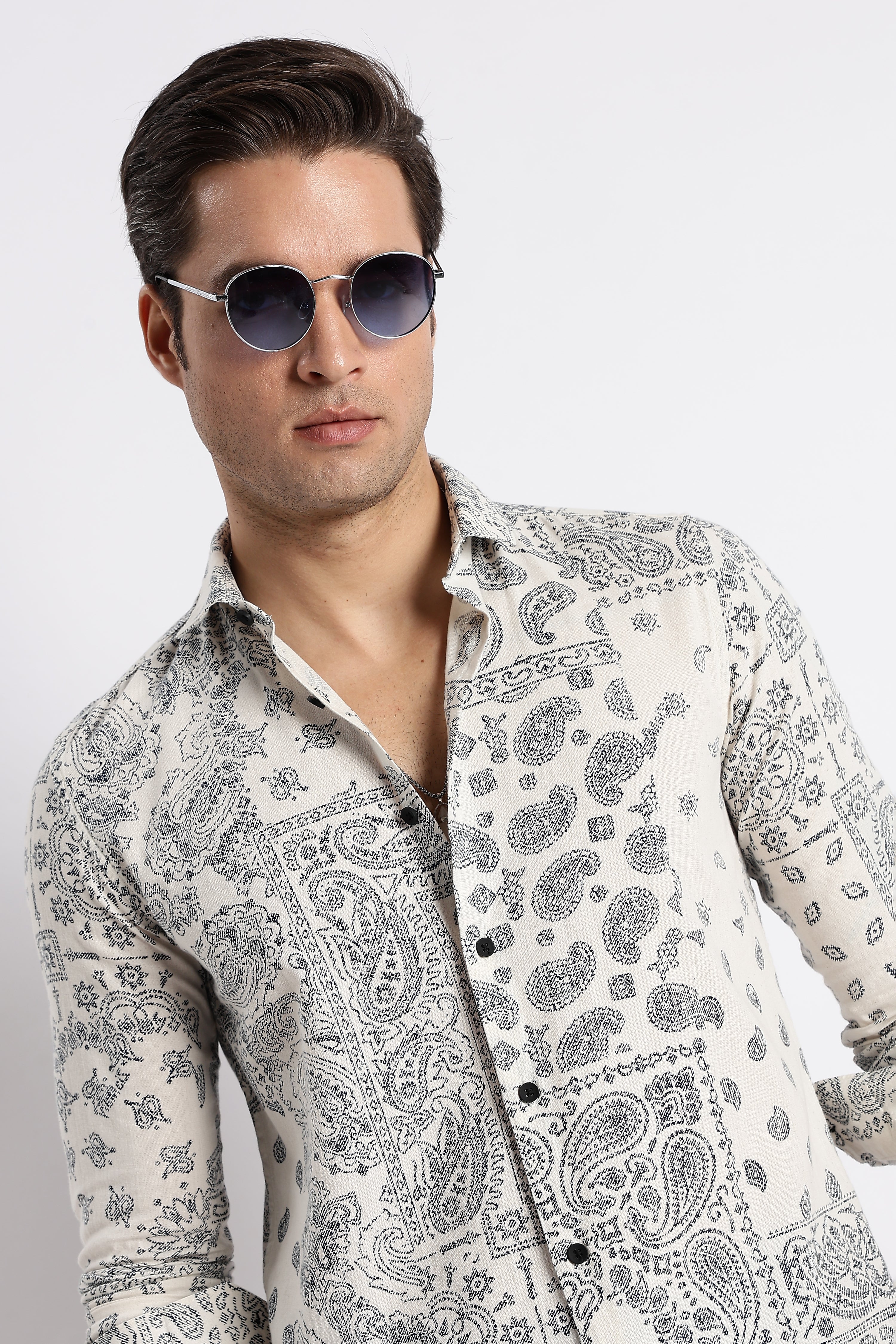 Men Paisley Print Shirt - Image 9
