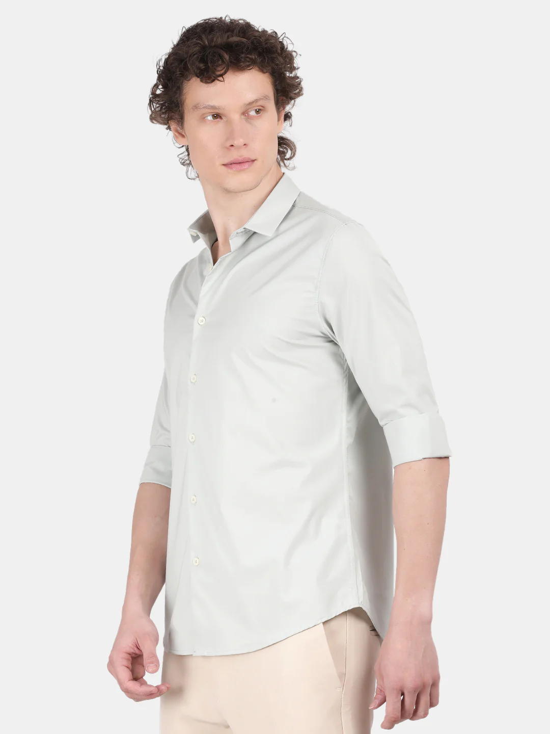 Men Pale blue Slim Fit Spread Collar Full Sleeve Casual Shirt - Image 3
