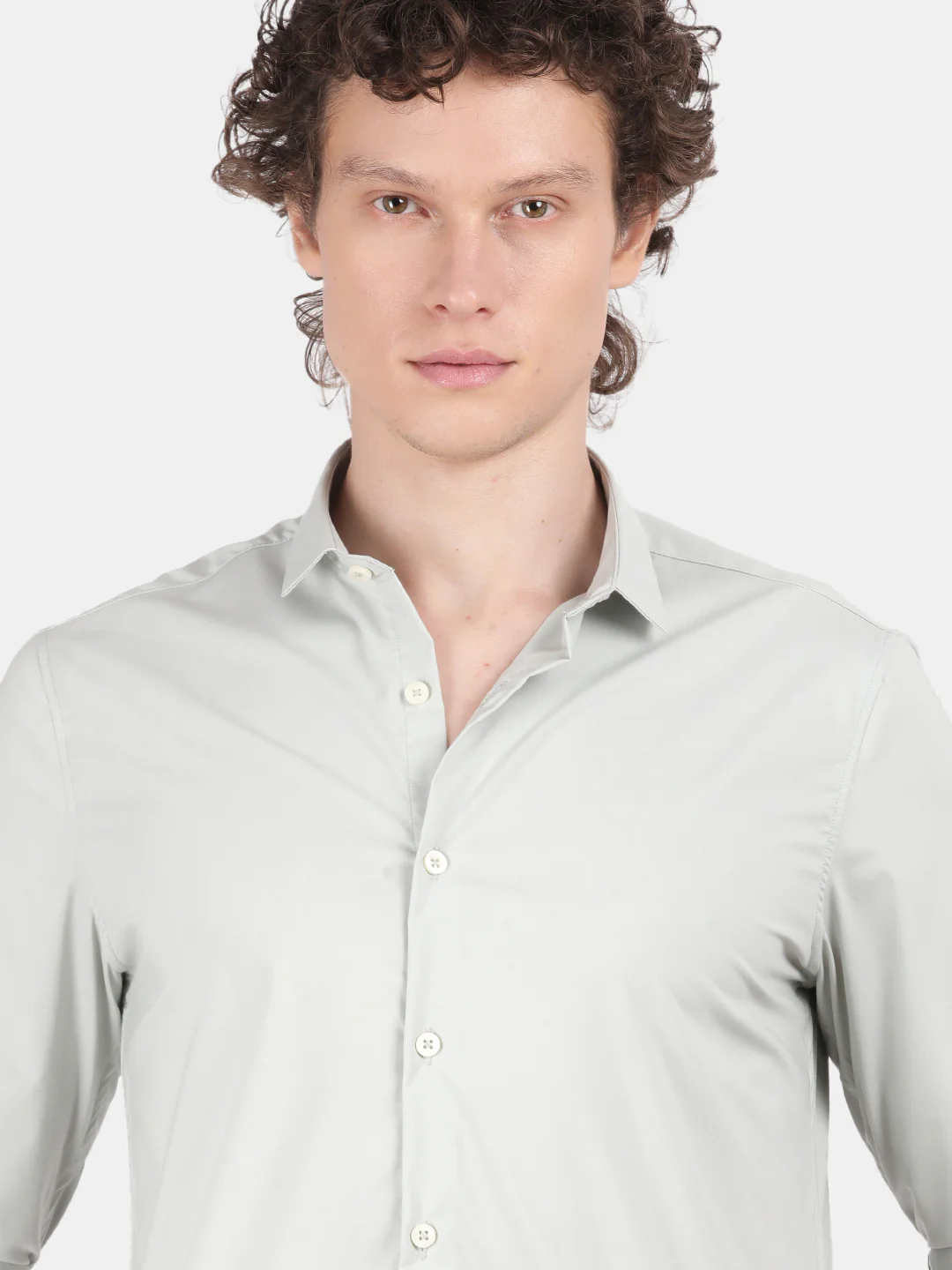 Men Pale blue Slim Fit Spread Collar Full Sleeve Casual Shirt - Image 5