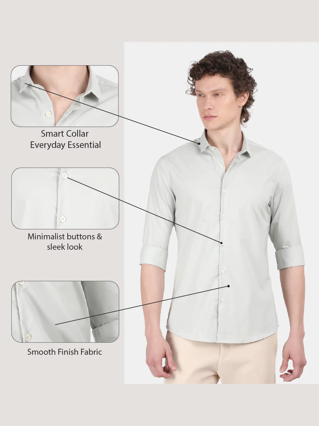 Men Pale blue Slim Fit Spread Collar Full Sleeve Casual Shirt - Image 6