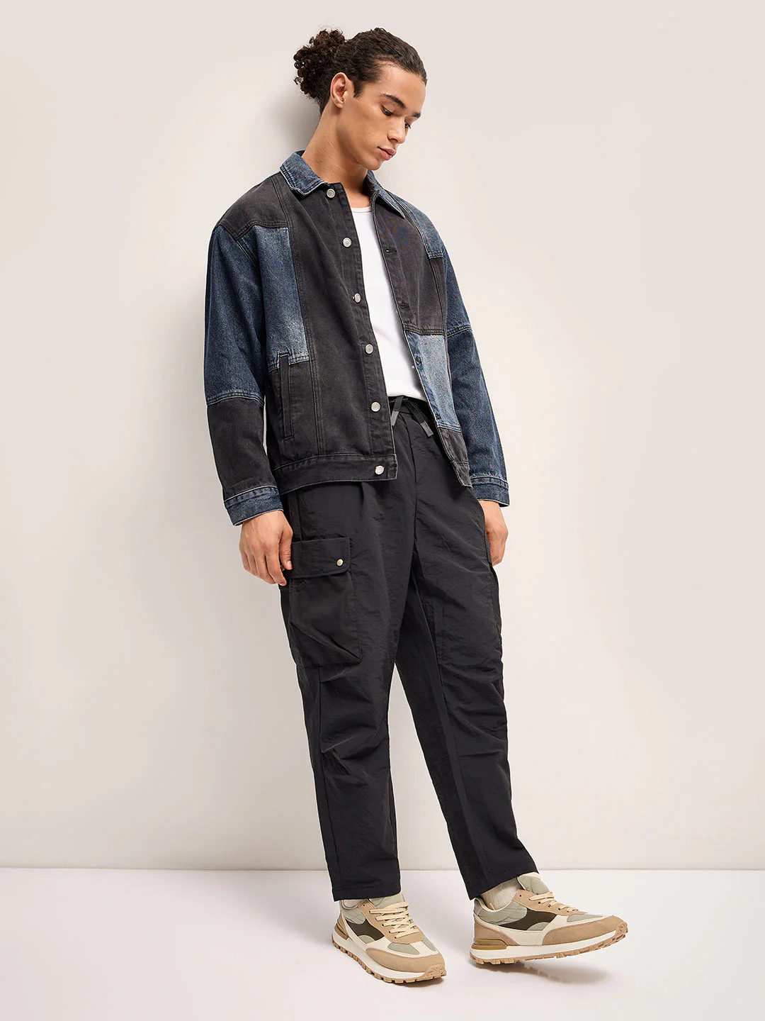Men Patchwork Denim Jacket - Image 4