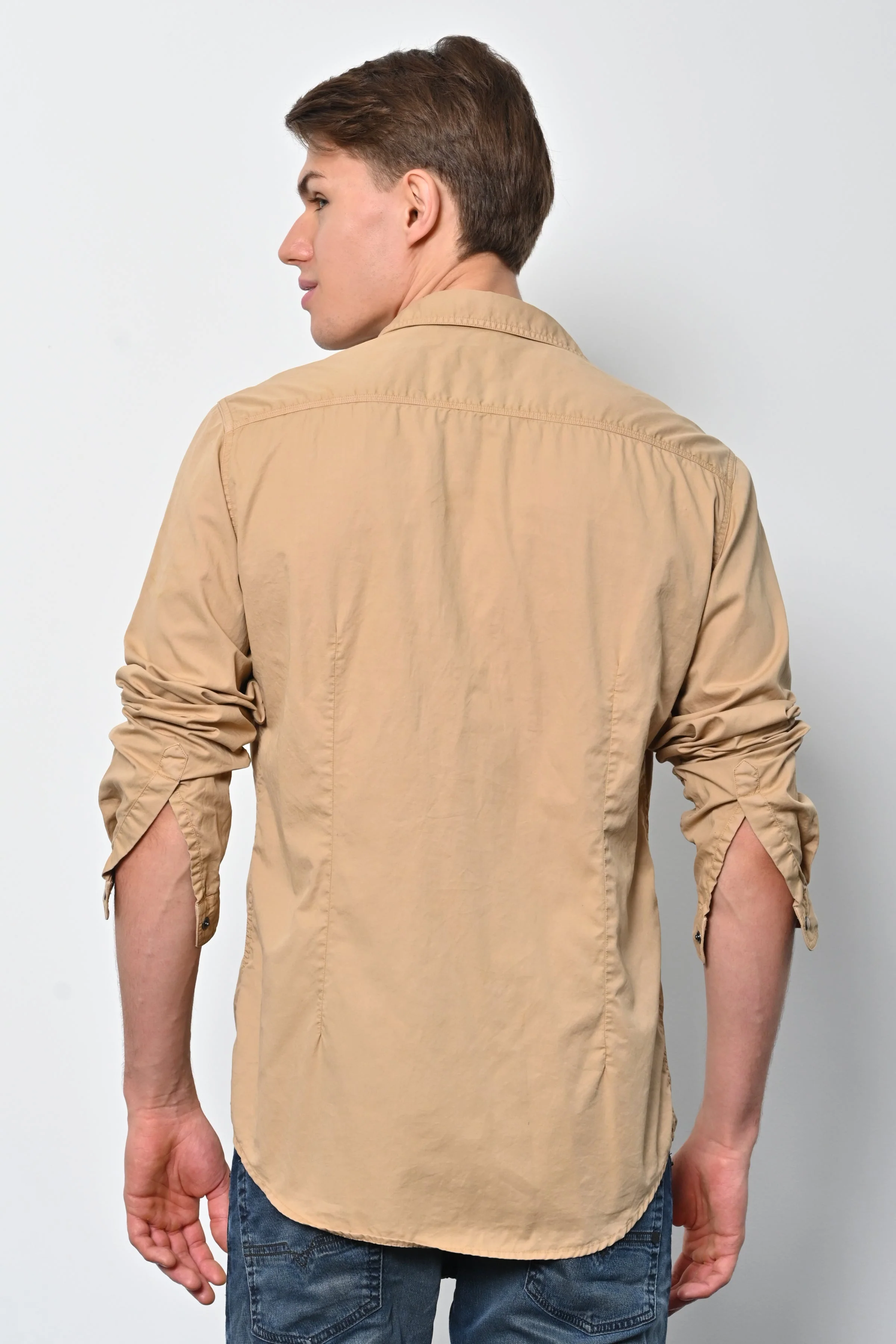 Men Patric Cotton Cargo Shirt Beige - Image 5