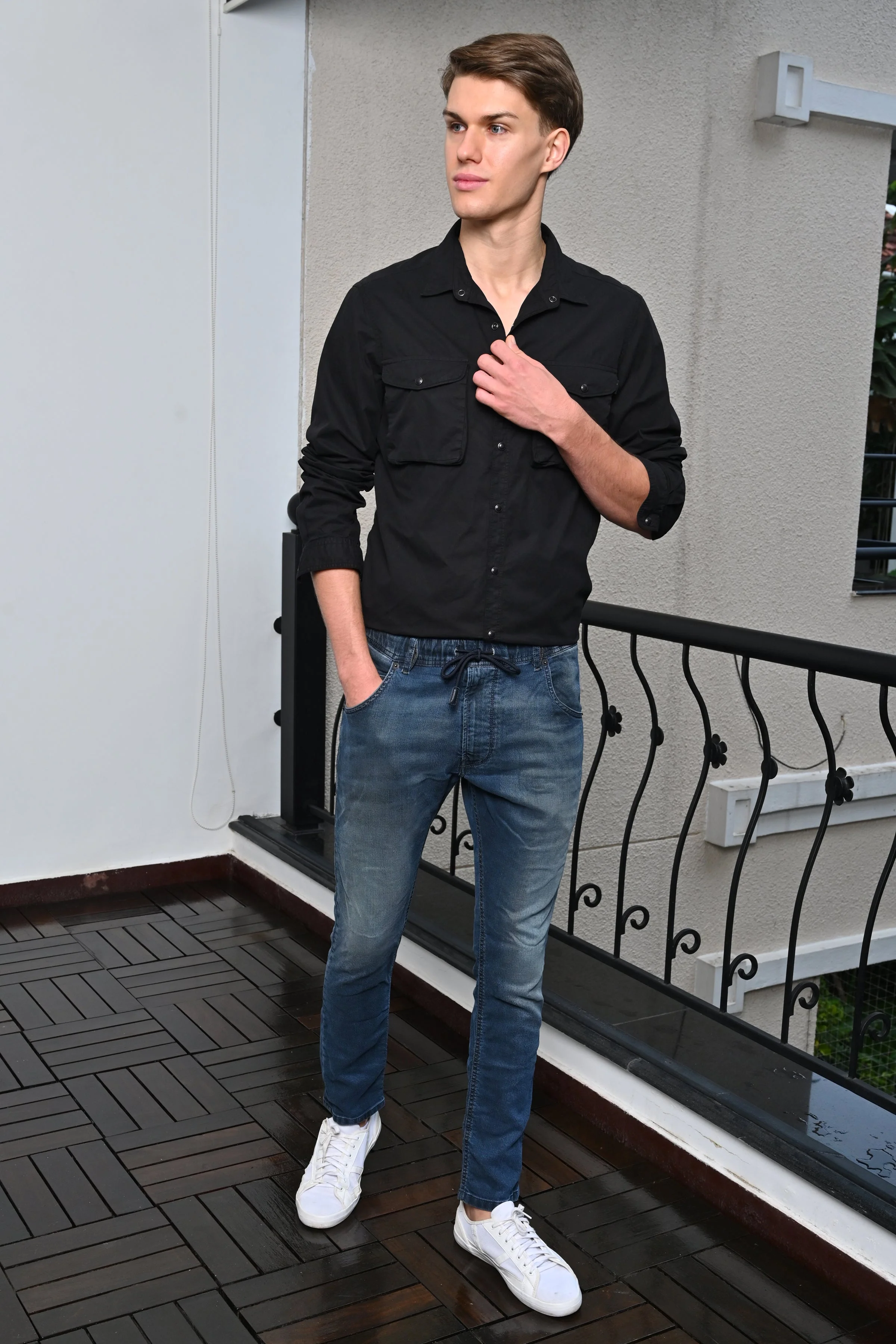 Men Patric Cotton Cargo Shirt Black - Image 4