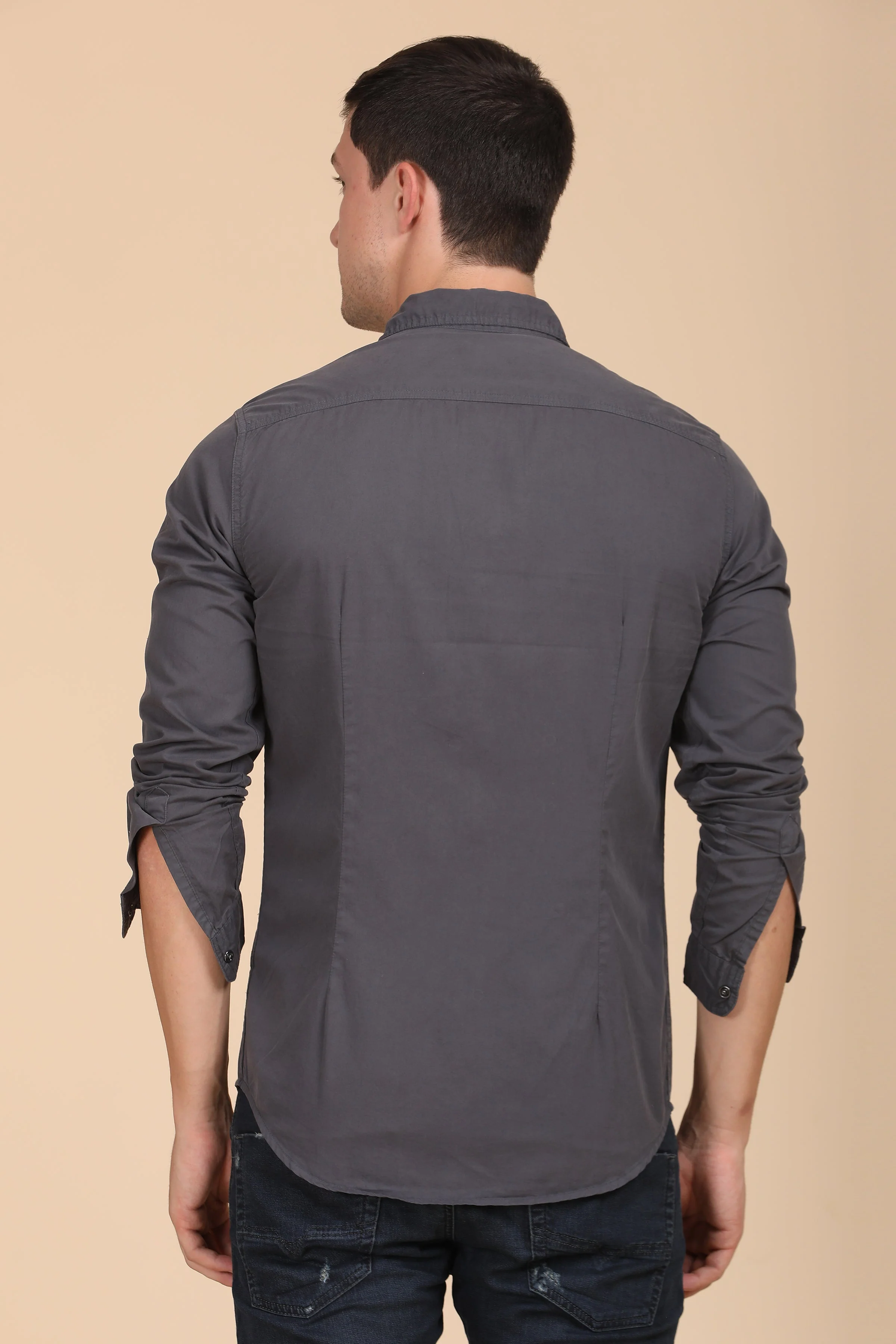 Men Patric Cotton Cargo Shirt Grey - Image 5