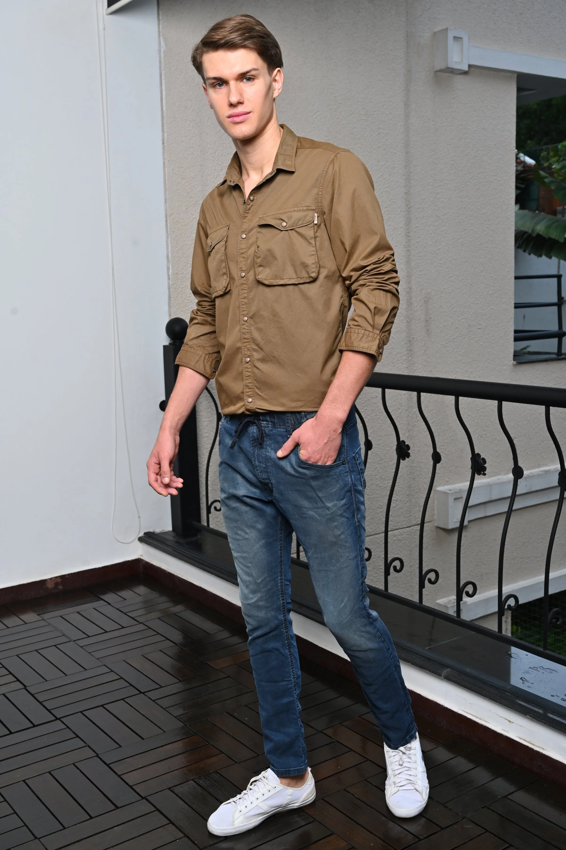 Men Patric Cotton Cargo Shirt Khaki - Image 4