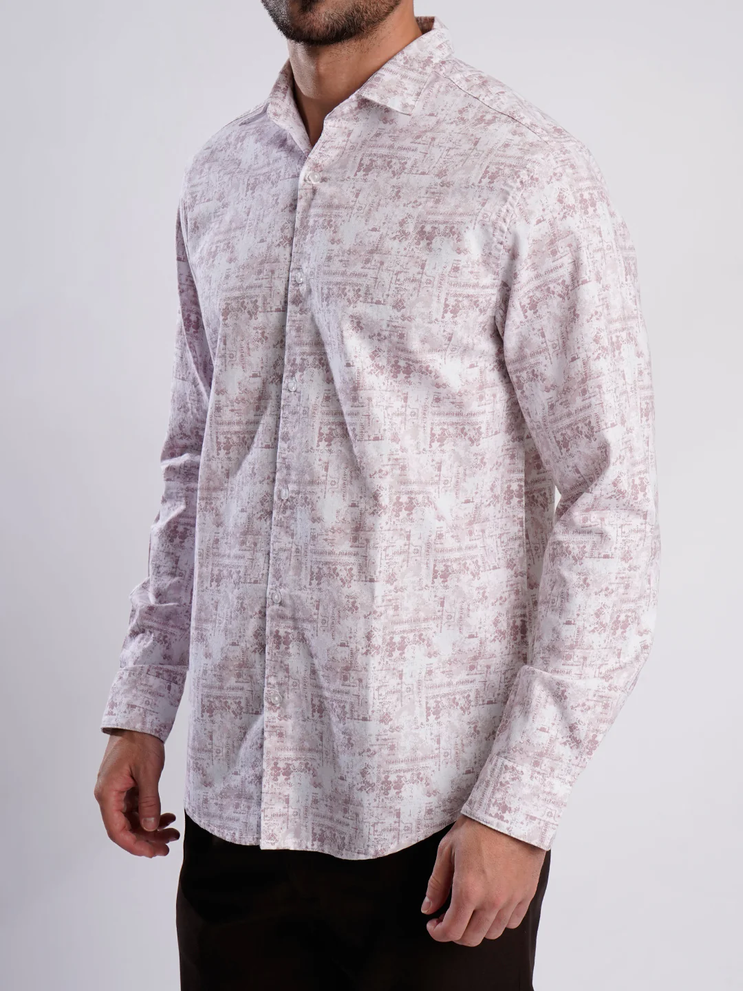 Men Peach and White Abstract printed Shirt - Image 4