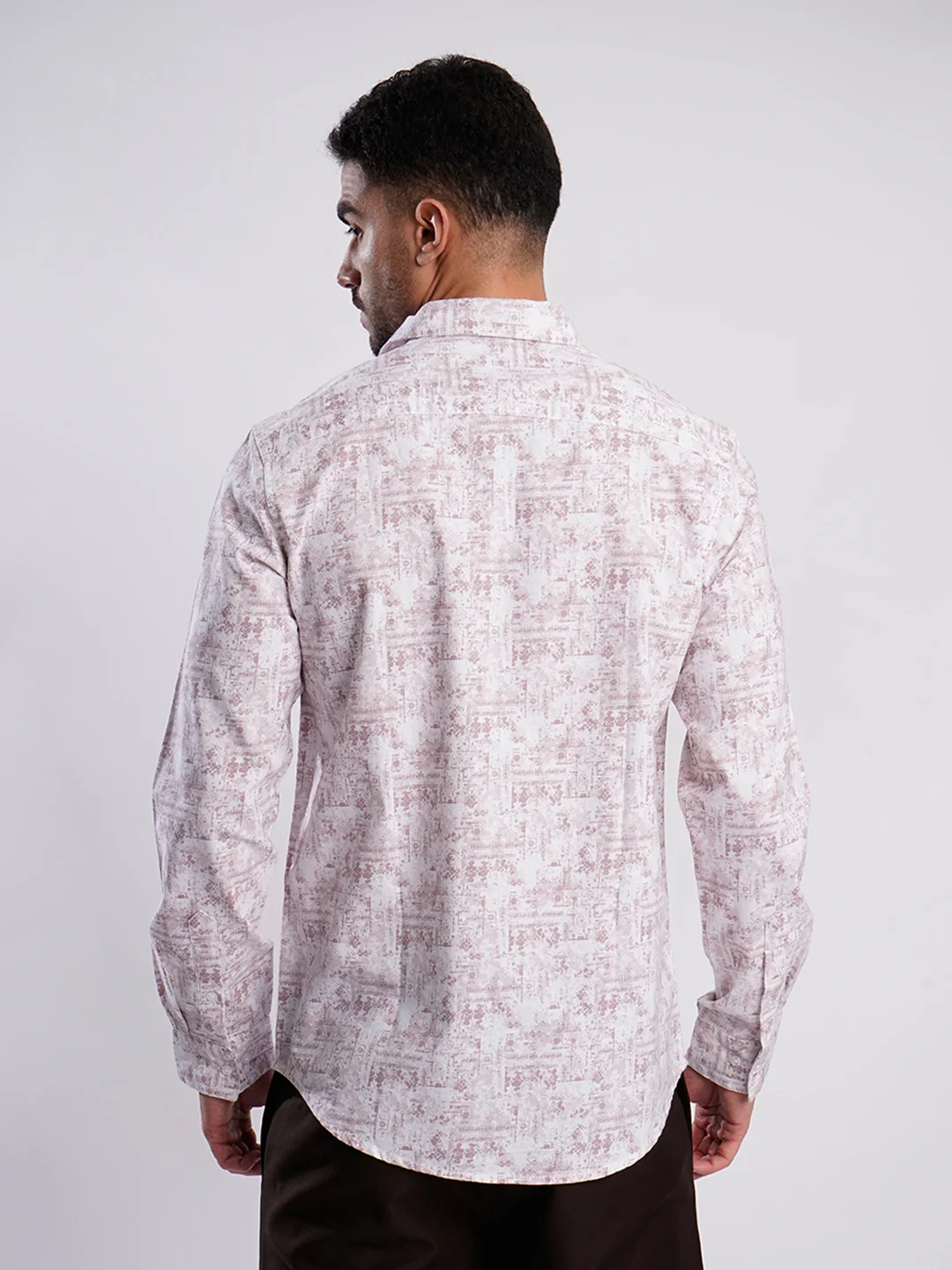 Men Peach and White Abstract printed Shirt - Image 5