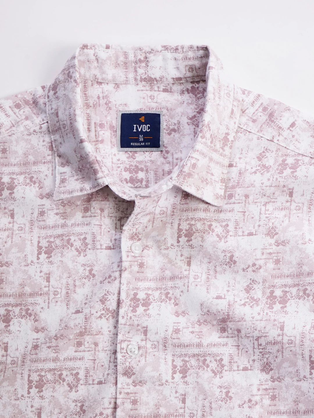Men Peach and White Abstract printed Shirt - Image 6
