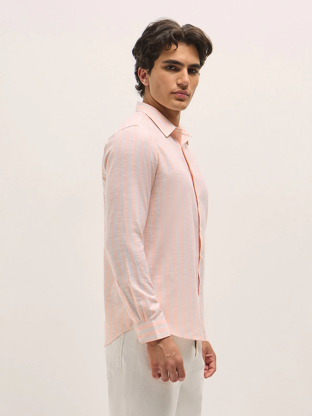 Men Peach Casual Shirt - Image 3