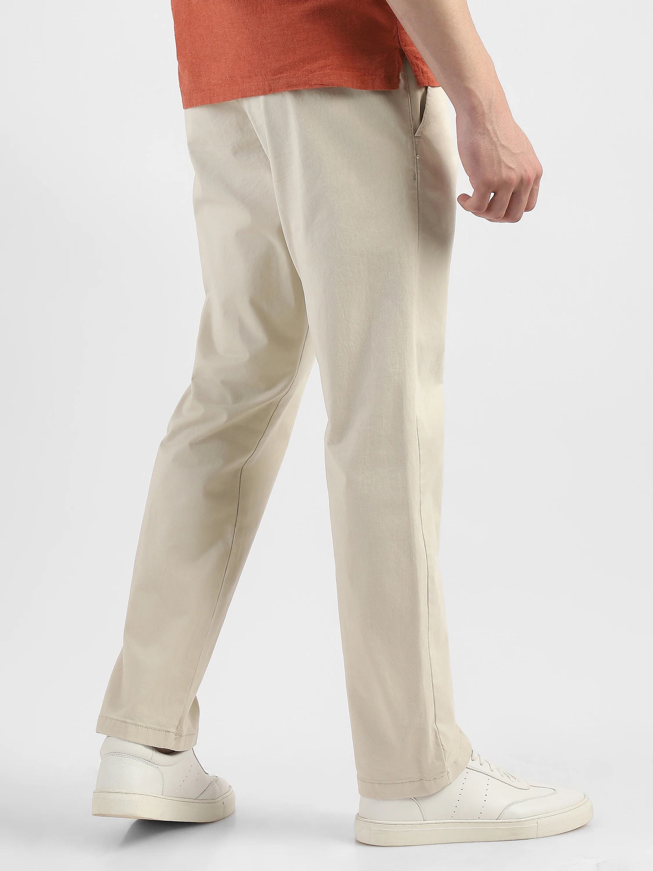 Men Peach Mid Rise Formal Trouser - Image 4