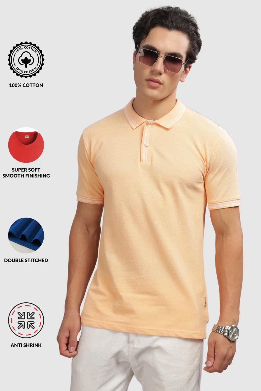 Men Peach Fuzz Regular Fit Polo T-Shirt - Image 3
