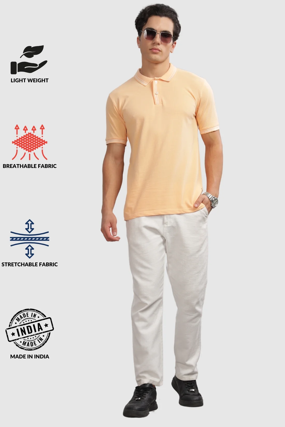 Men Peach Fuzz Regular Fit Polo T-Shirt - Image 4