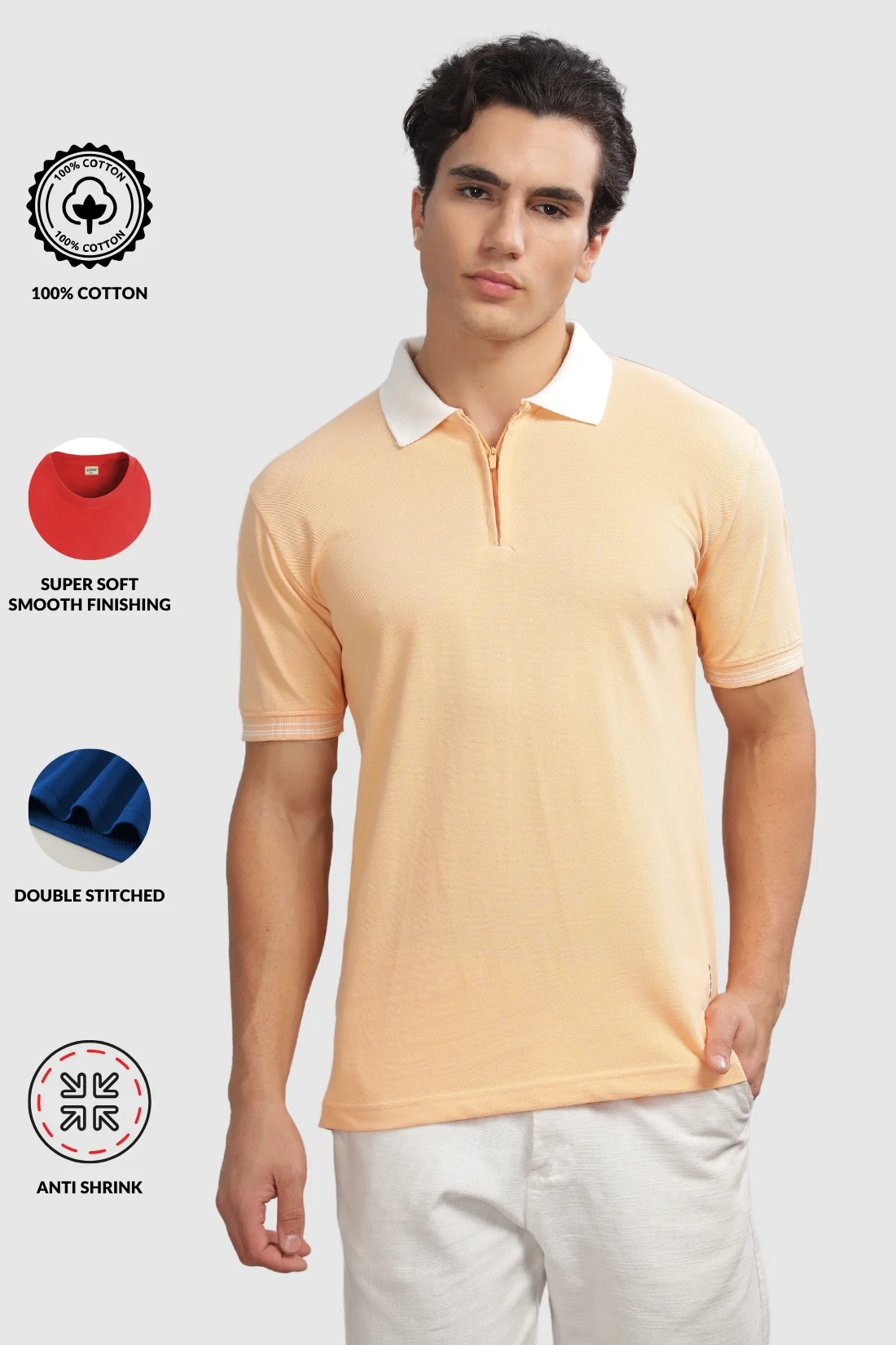 Men Peach Fuzz Regular Fit Polo T-Shirt - Image 4