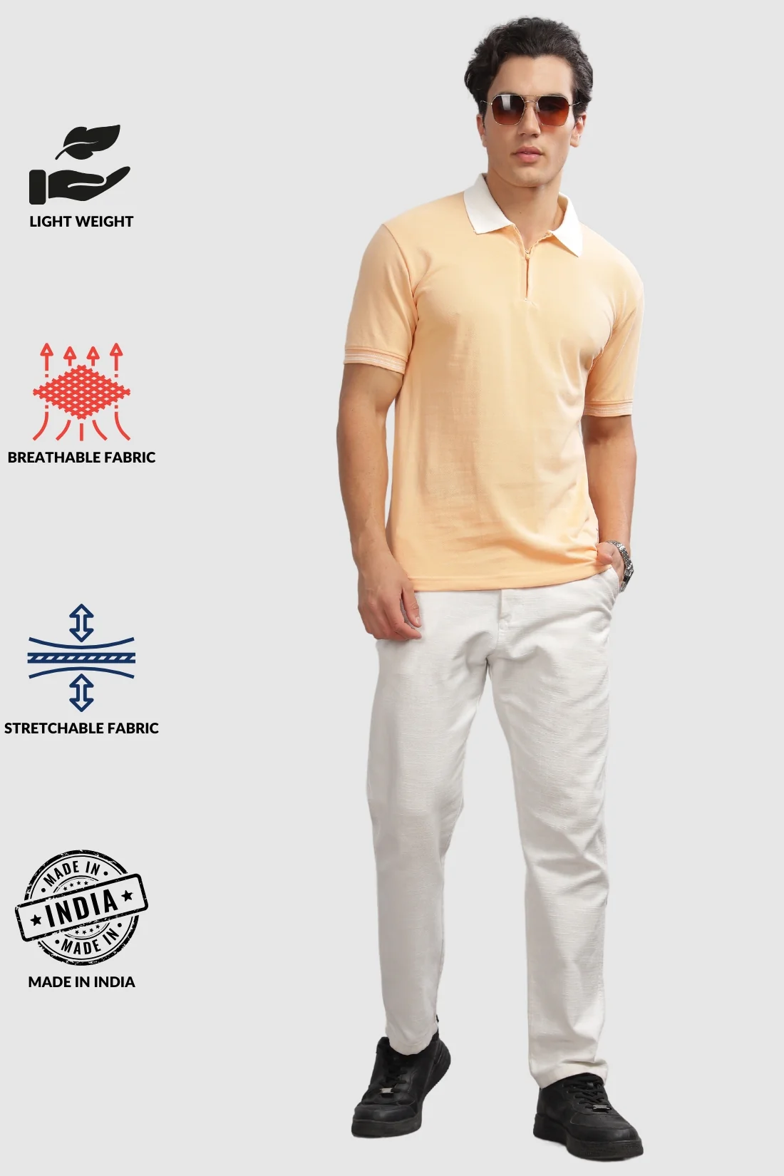 Men Peach Fuzz Regular Fit Polo T-Shirt - Image 5