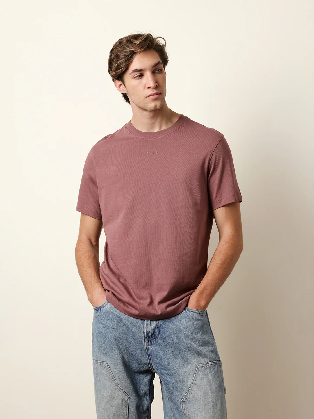 Men Peach Half Sleeve Regular T-Shirt - Image 3