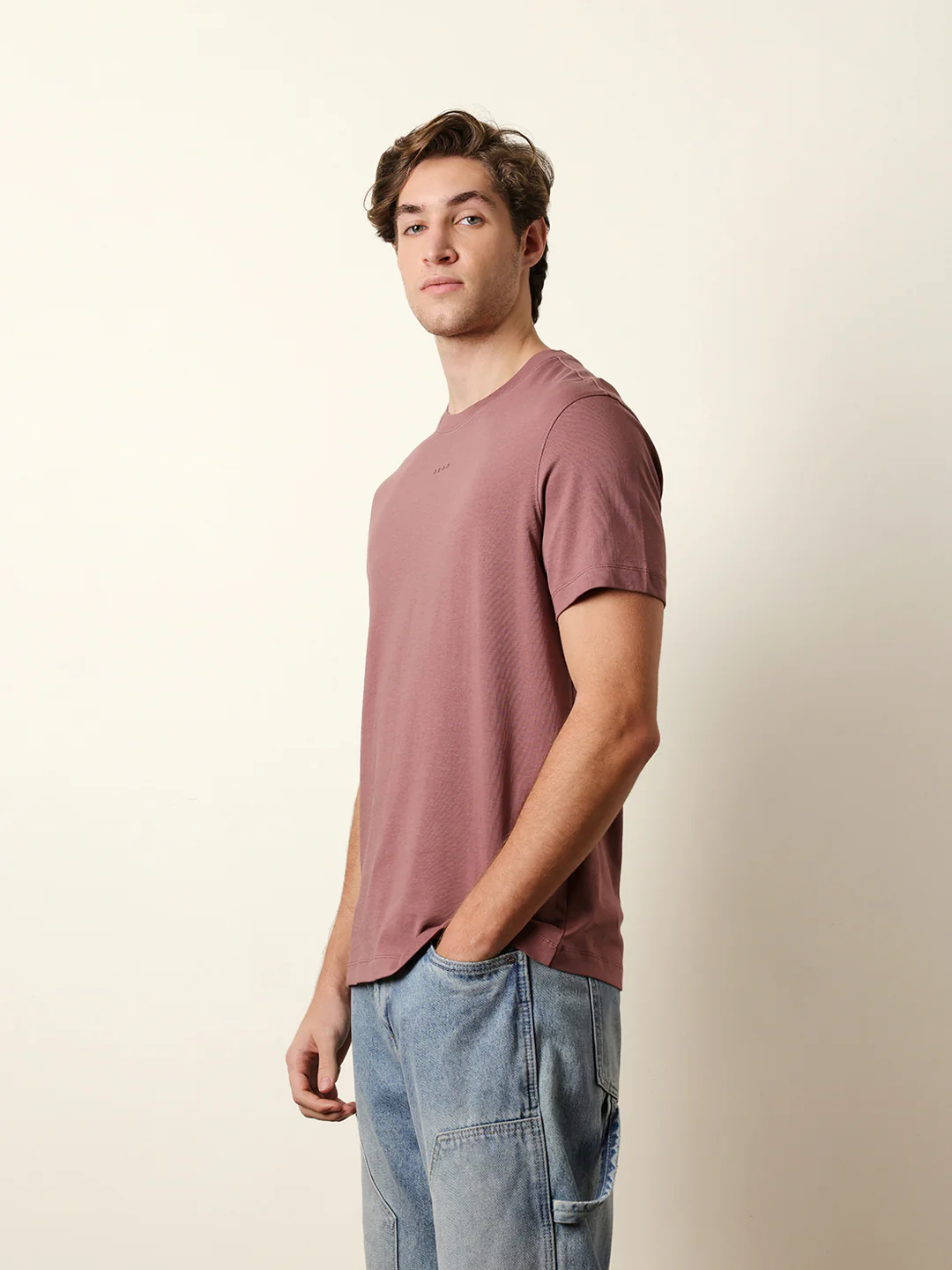 Men Peach Half Sleeve Regular T-Shirt - Image 4