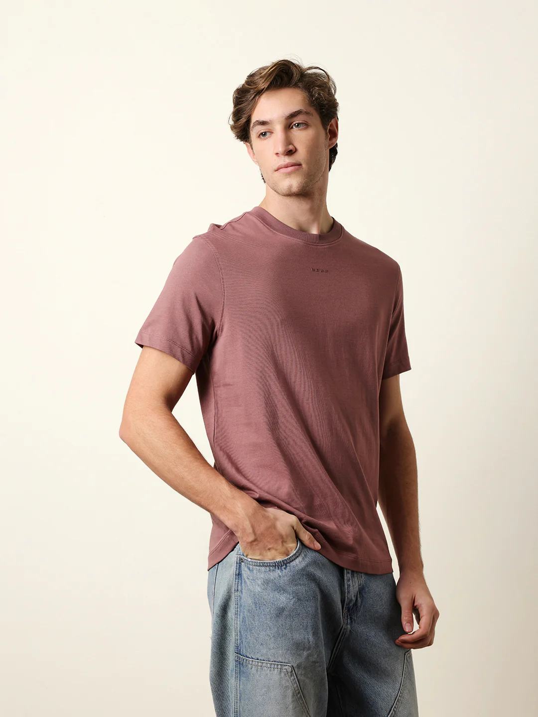 Men Peach Half Sleeve Regular T-Shirt - Image 5