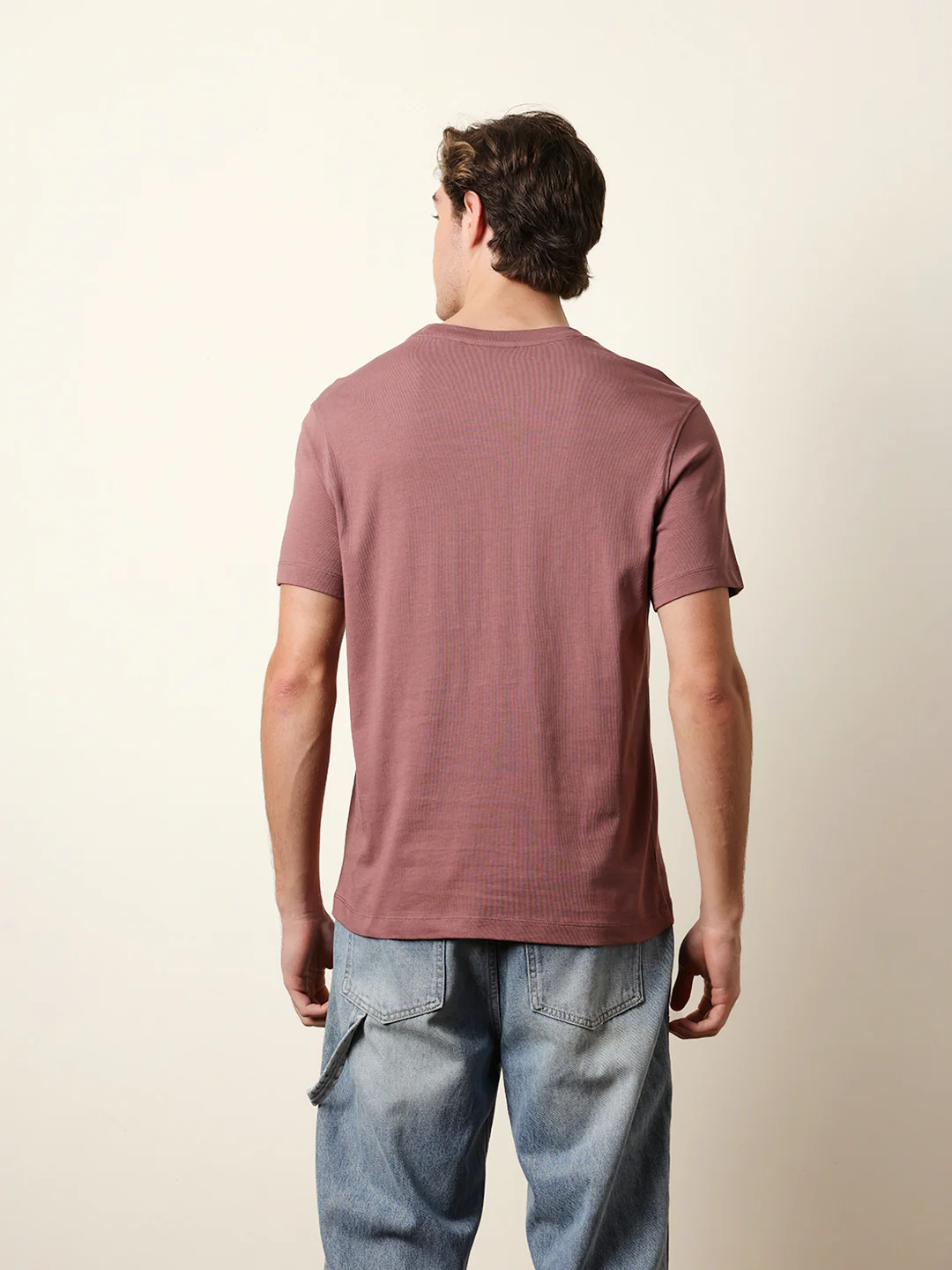 Men Peach Half Sleeve Regular T-Shirt - Image 7