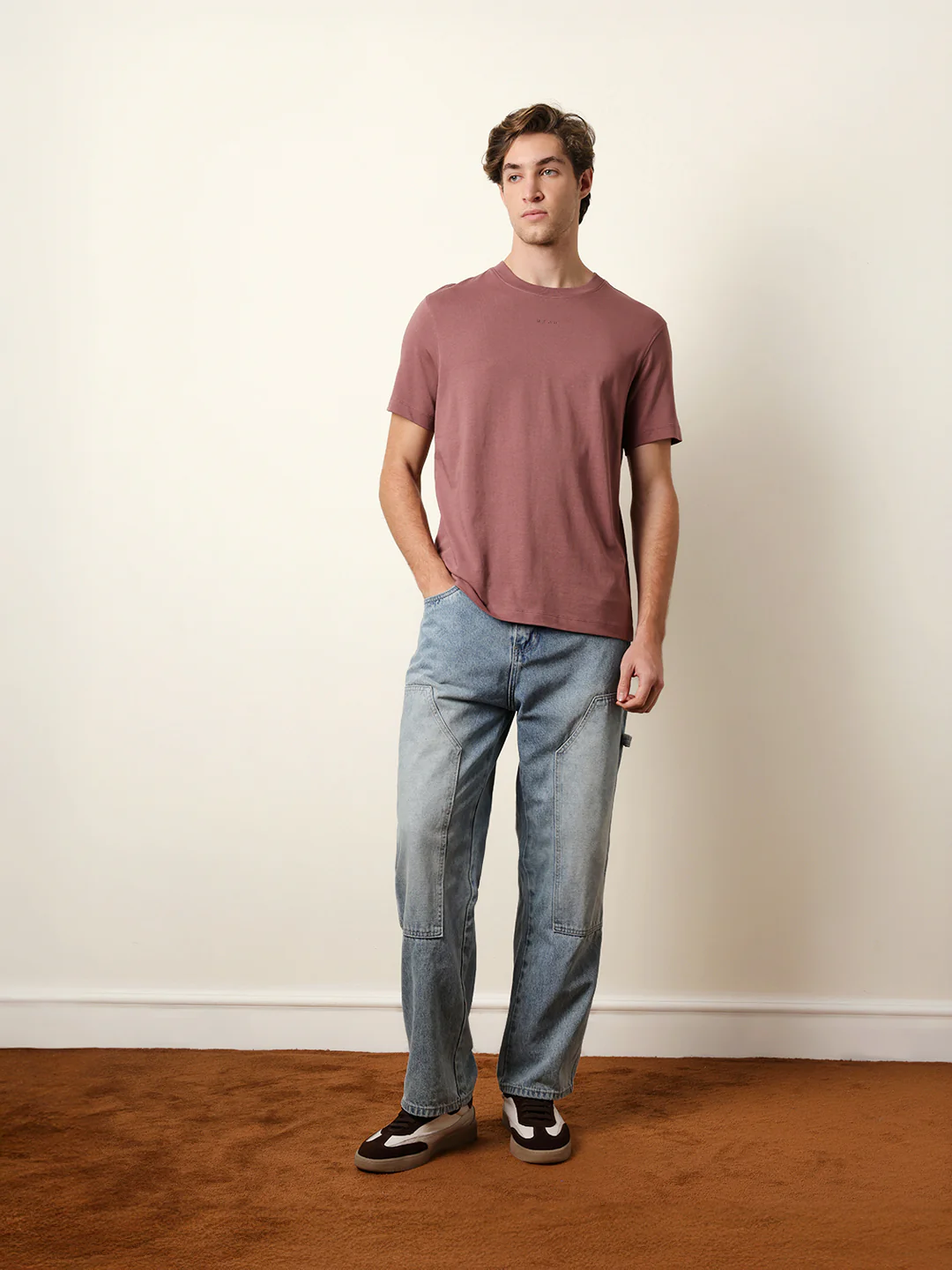 Men Peach Half Sleeve Regular T-Shirt - Image 8