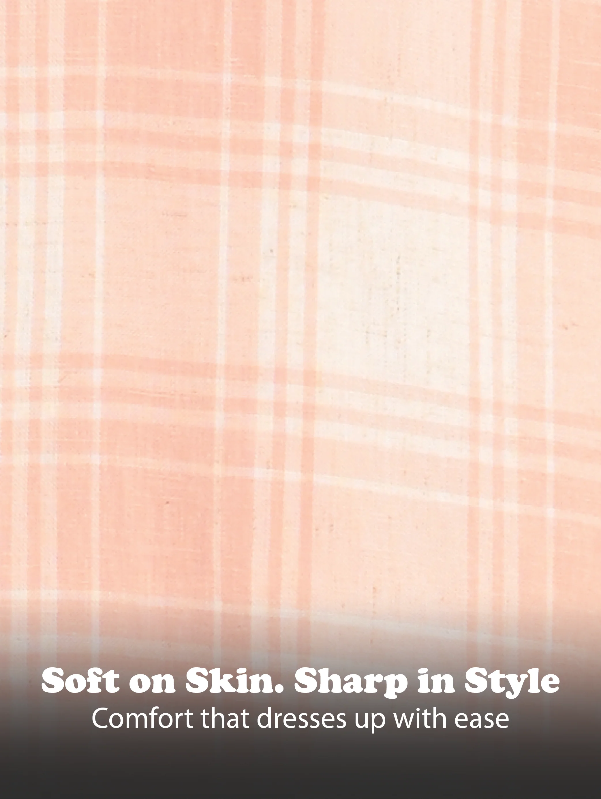 Men Peach Linen Cotton Checked Shirt - Image 13