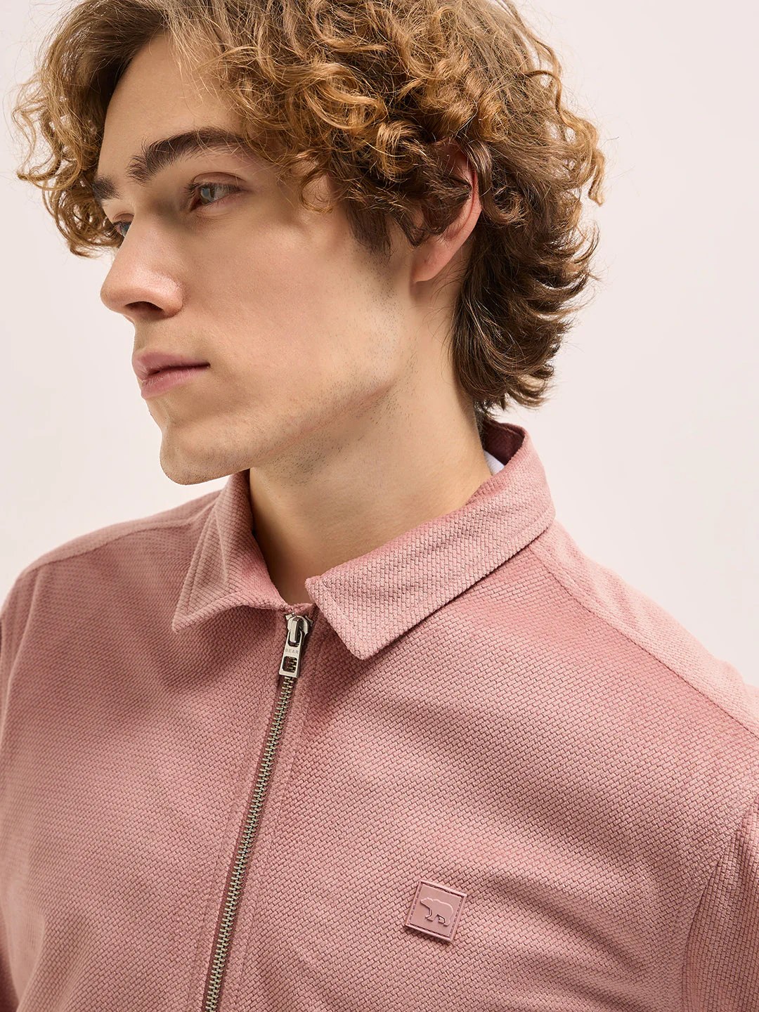 Men Peach Regular Fit Casual Collared Jacket - Image 5
