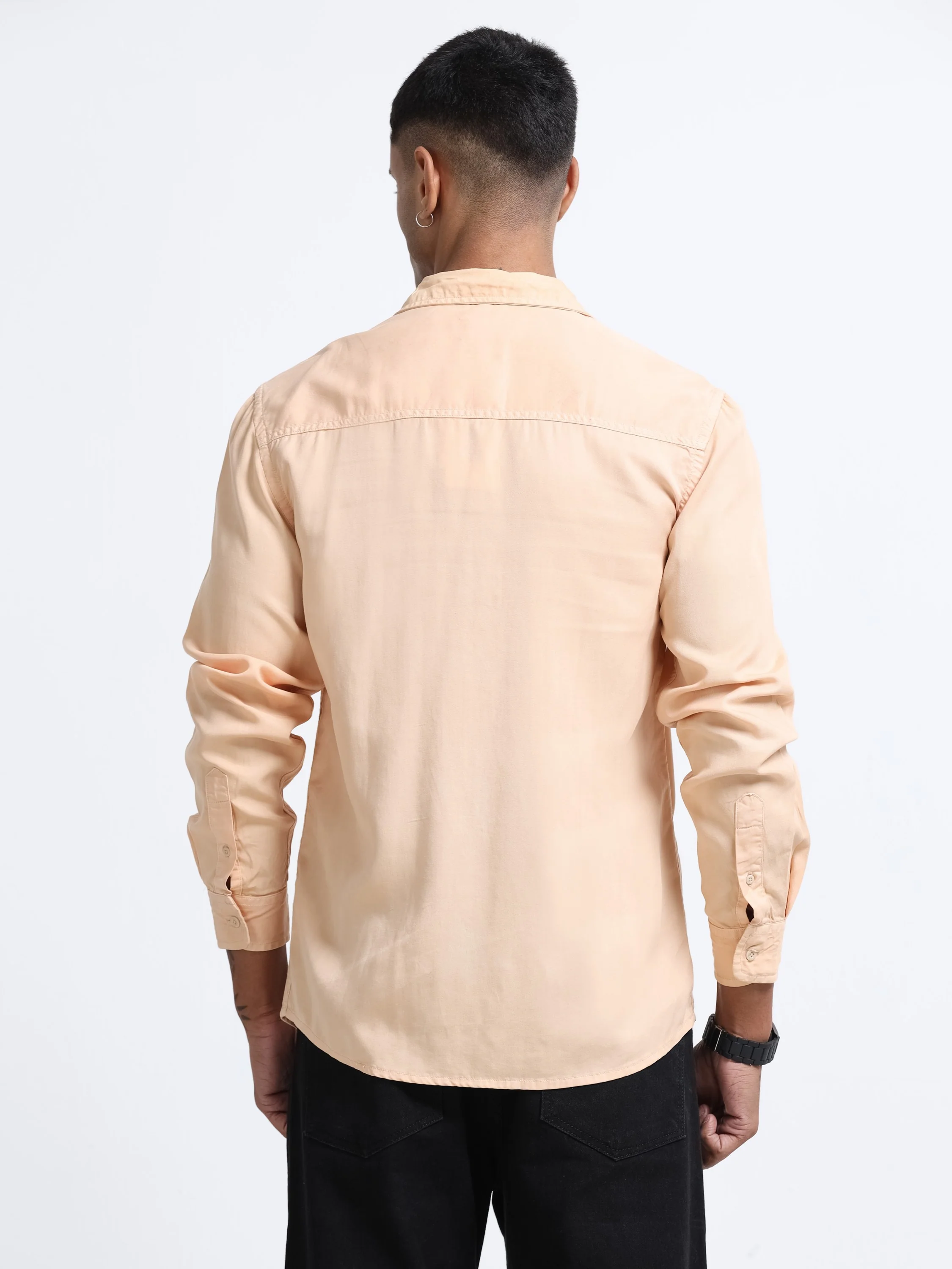 Men Peach Regular Fit Cotton Shirt - Image 2