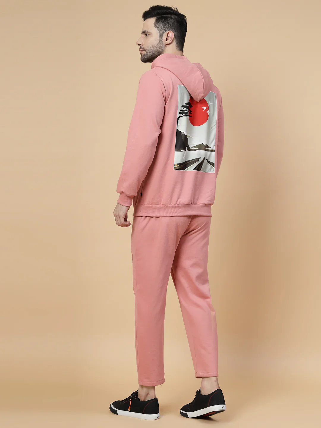 Men Peach Regular Fit Tracksuit - Image 2