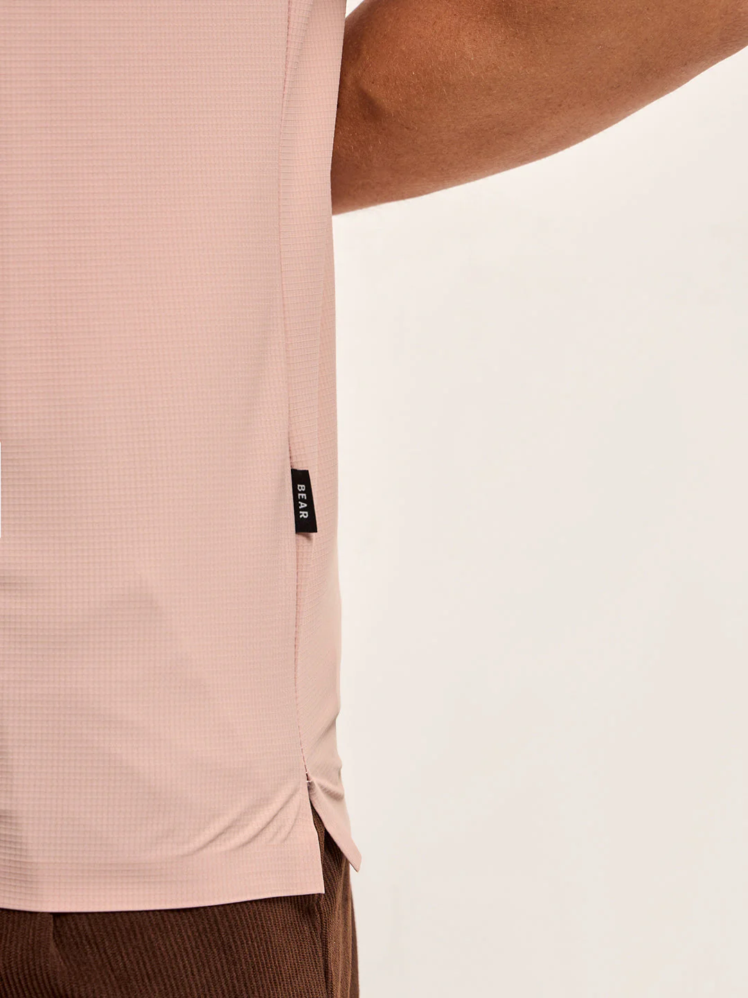 Men Peach Self Design Slim Fit Polo T-shirt - Image 6