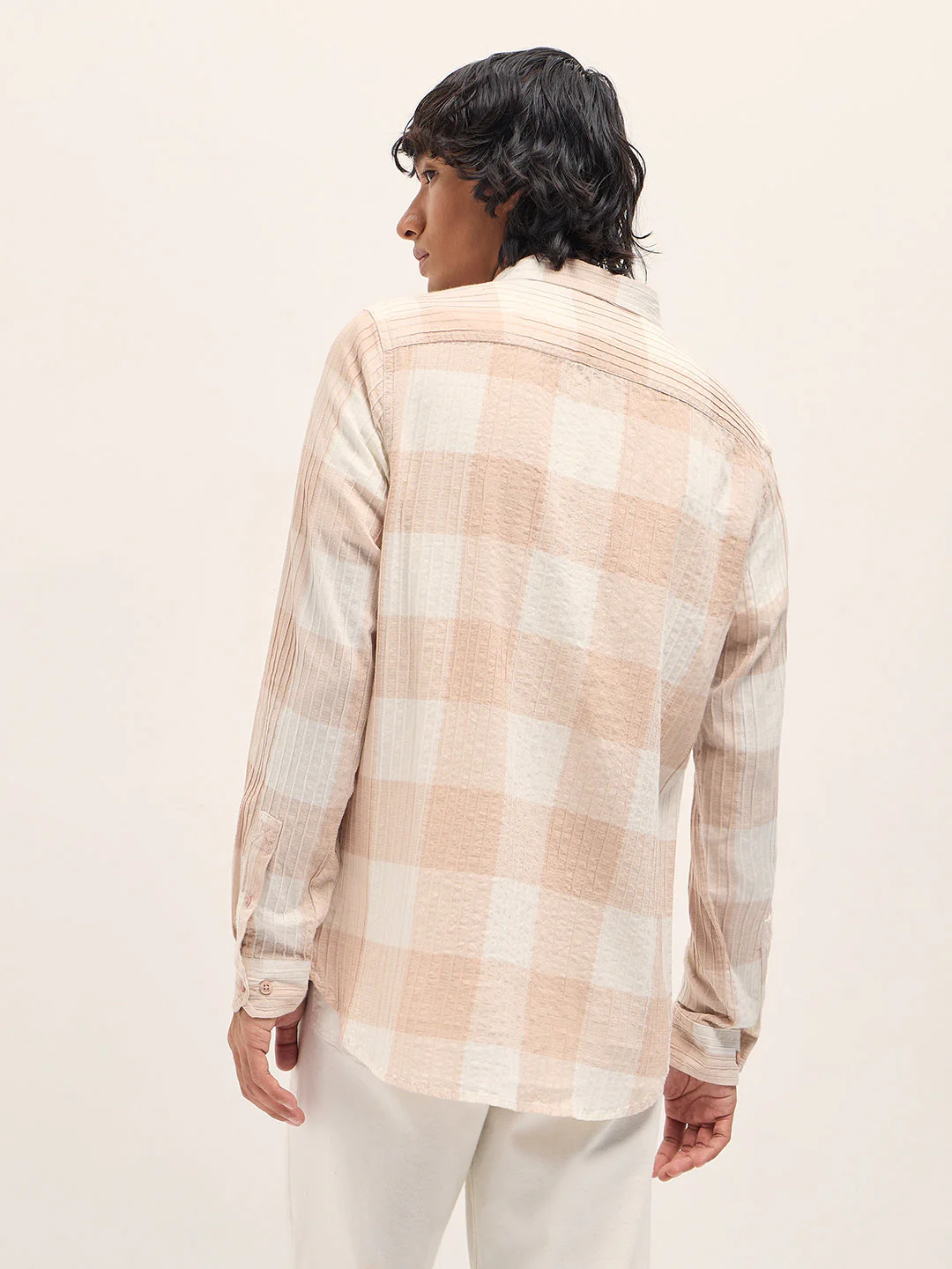 Men Peach Slim Fit Casual Shirt - Image 2