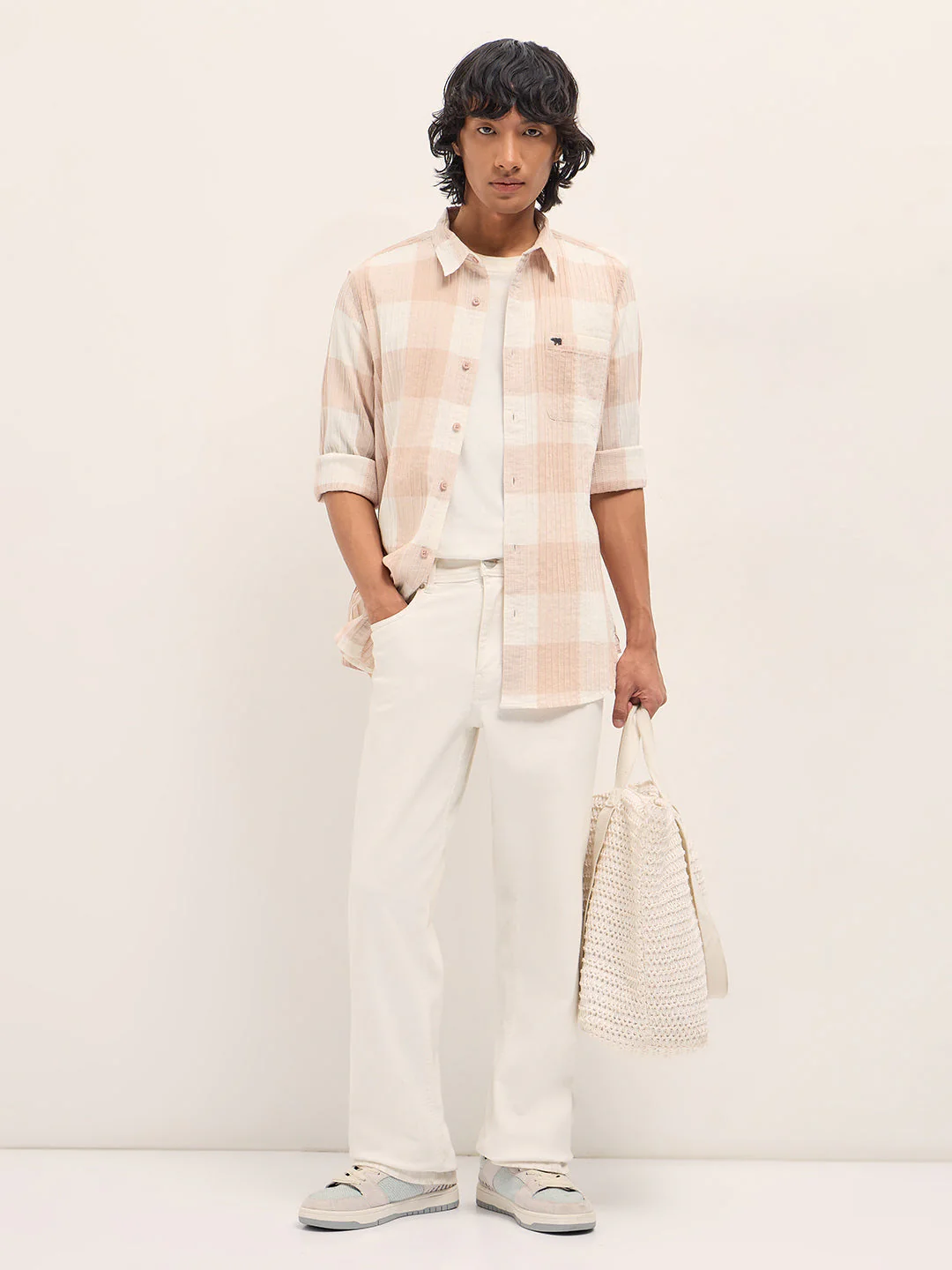Men Peach Slim Fit Casual Shirt - Image 4