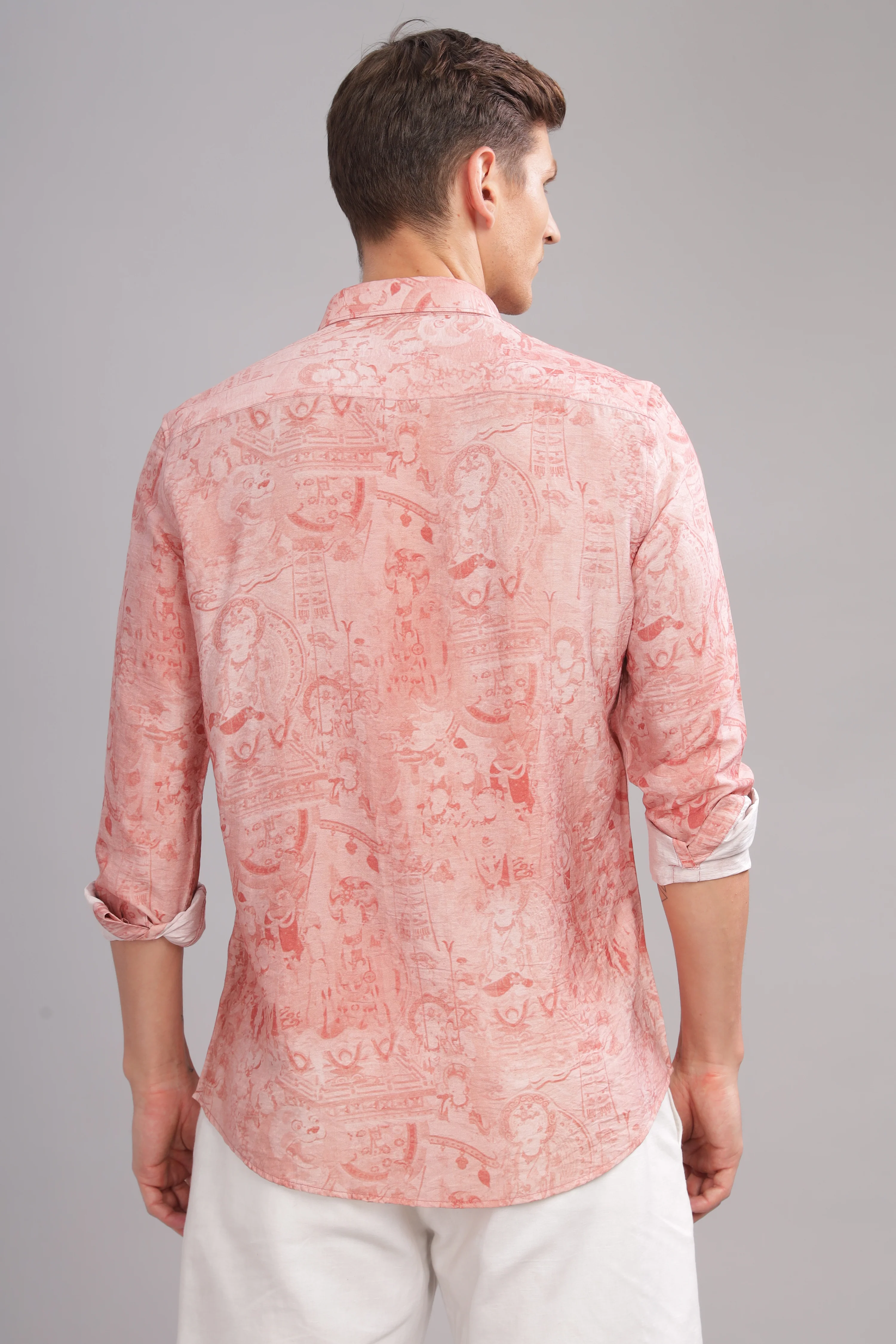 Men Peach Slim Fit Shirt - Image 2
