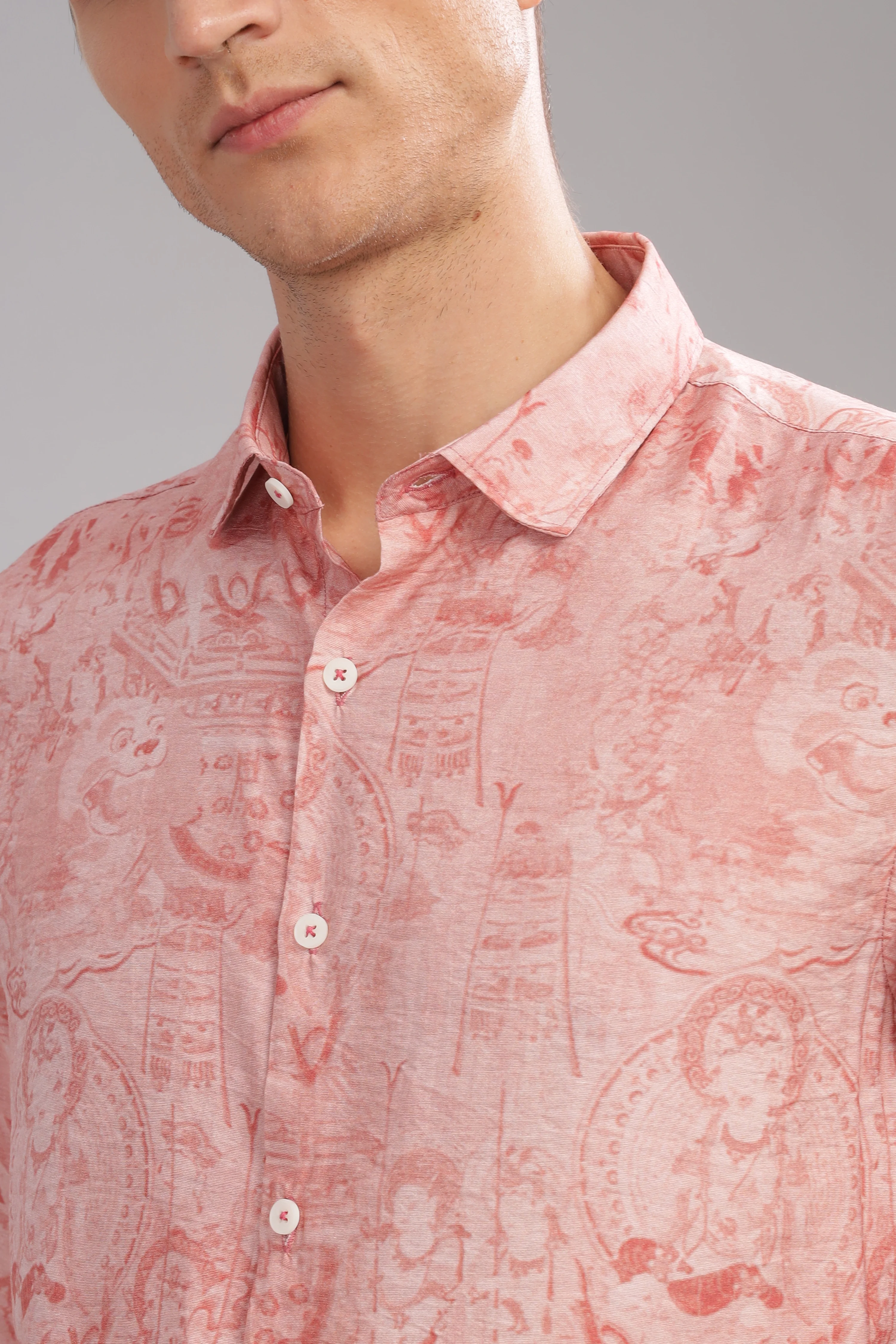 Men Peach Slim Fit Shirt - Image 6