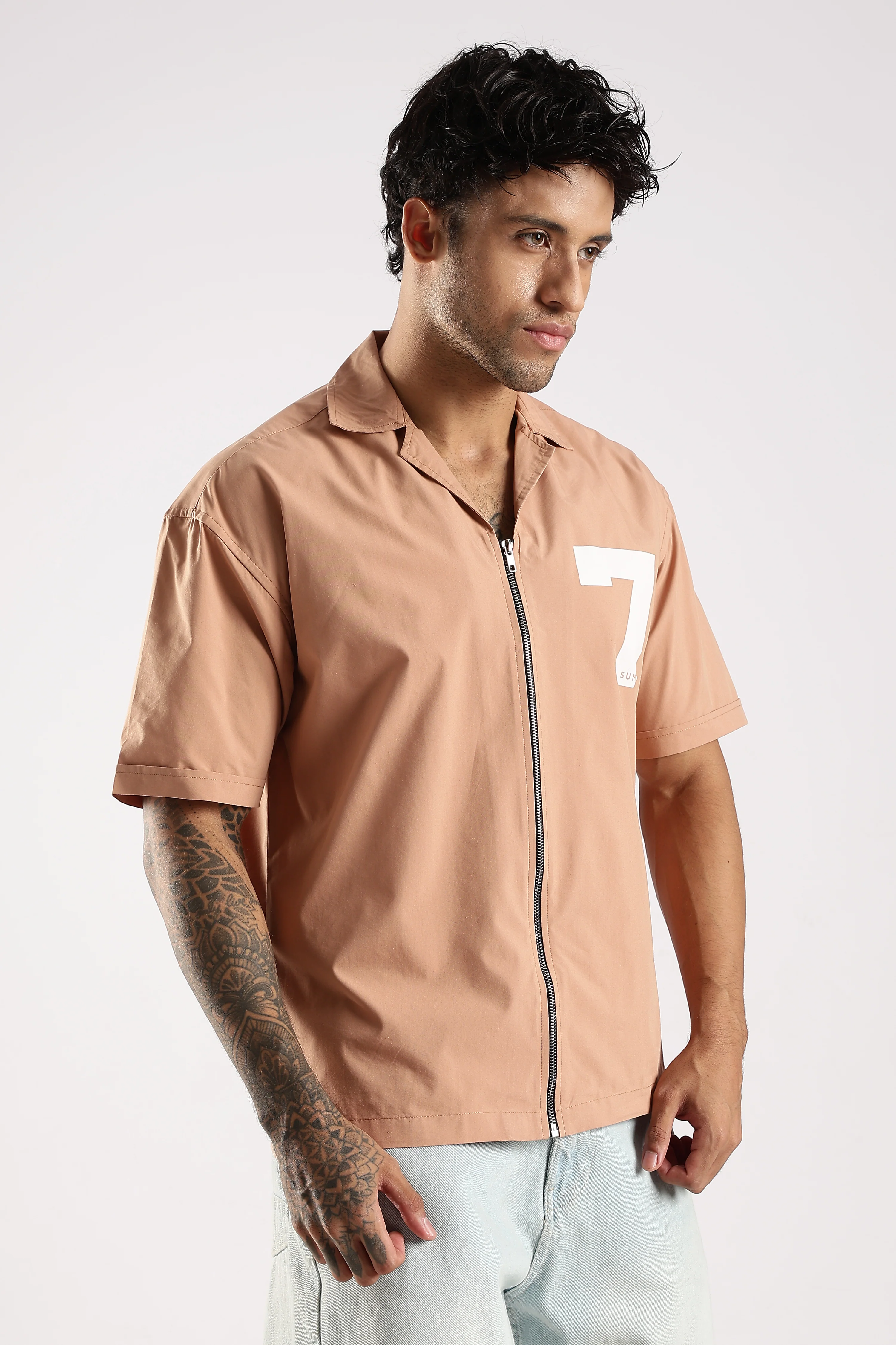Men Peach Slim Fit Shirt - Image 3