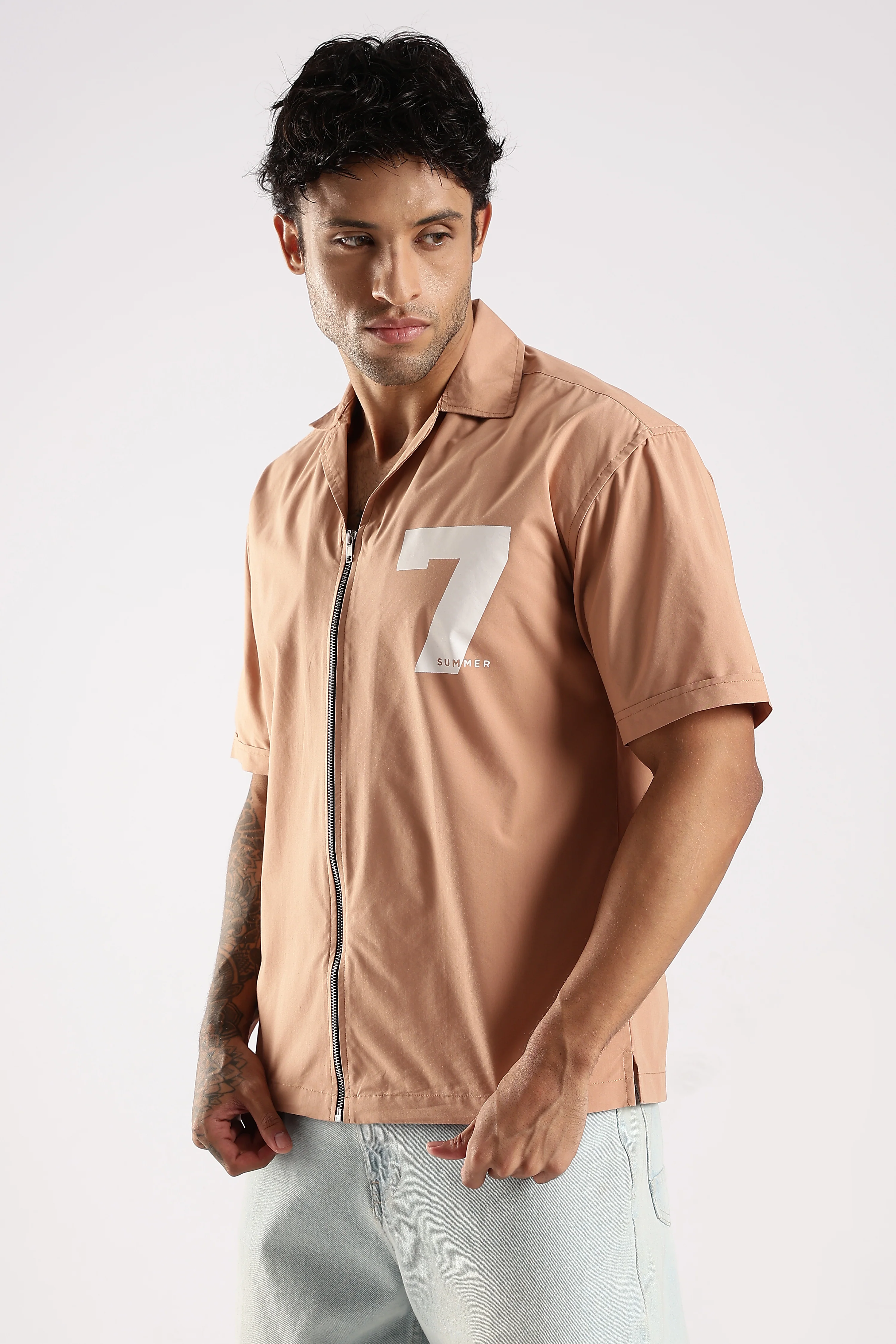 Men Peach Slim Fit Shirt - Image 4