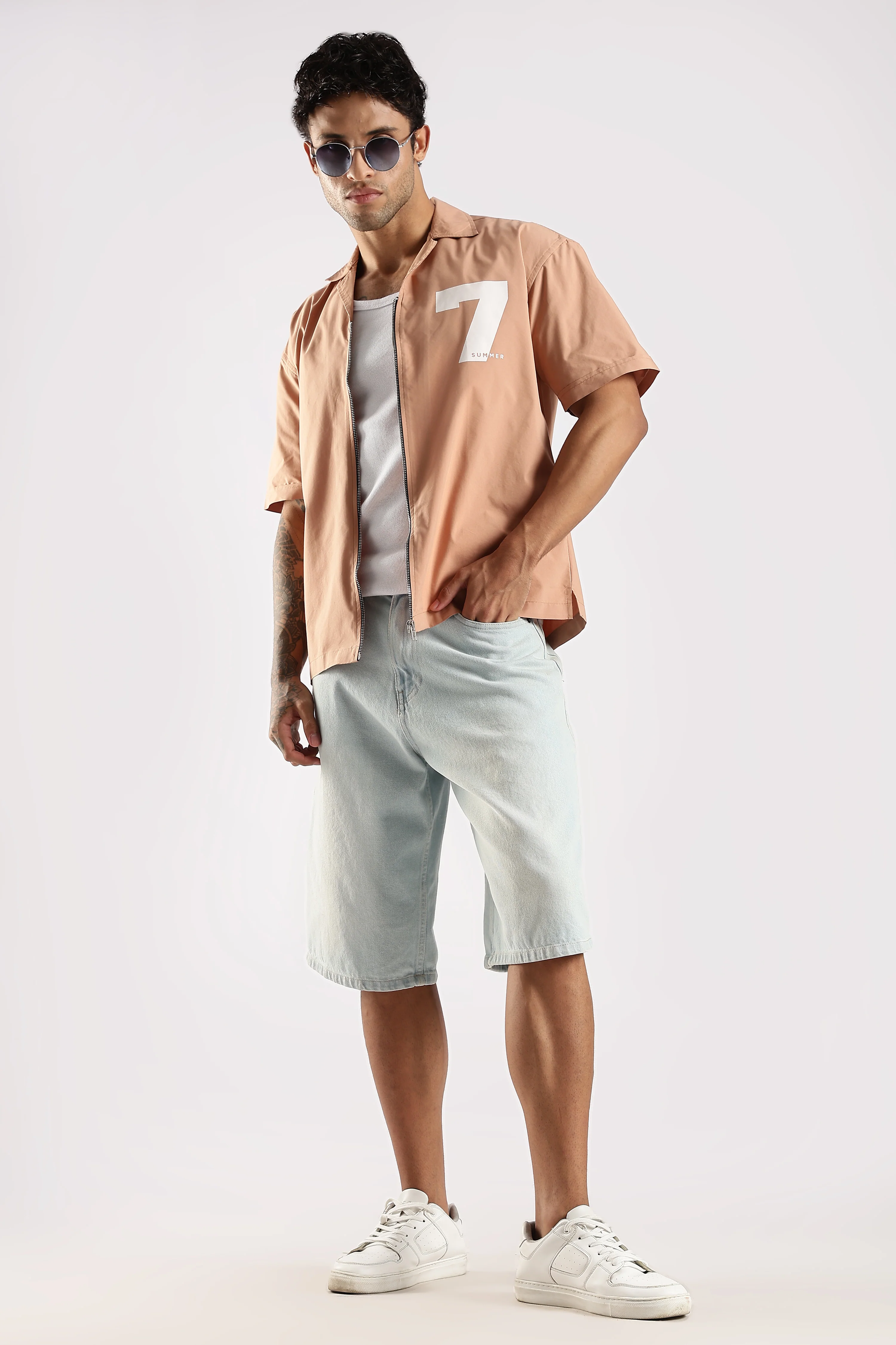 Men Peach Slim Fit Shirt - Image 7
