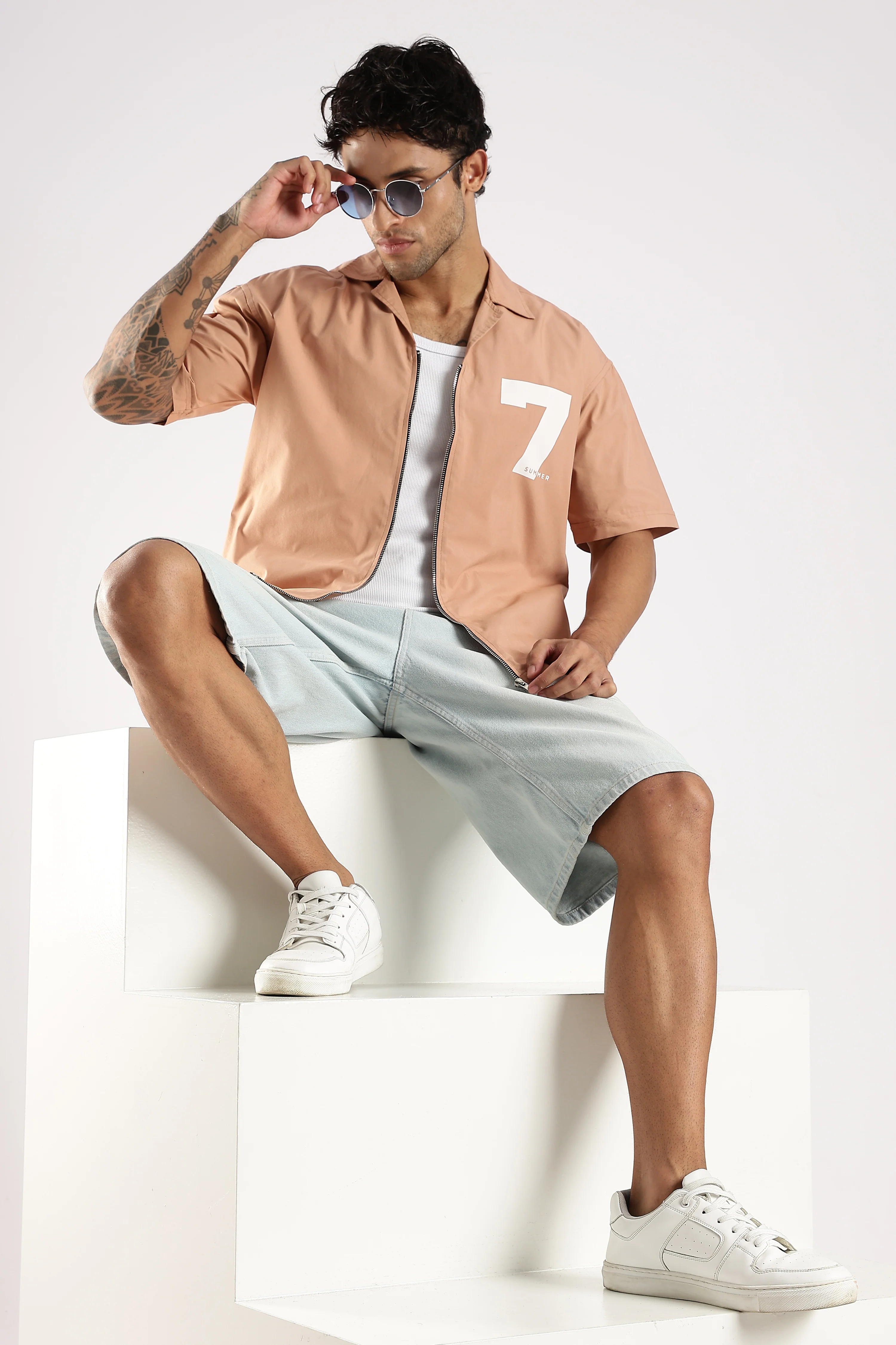 Men Peach Slim Fit Shirt - Image 9