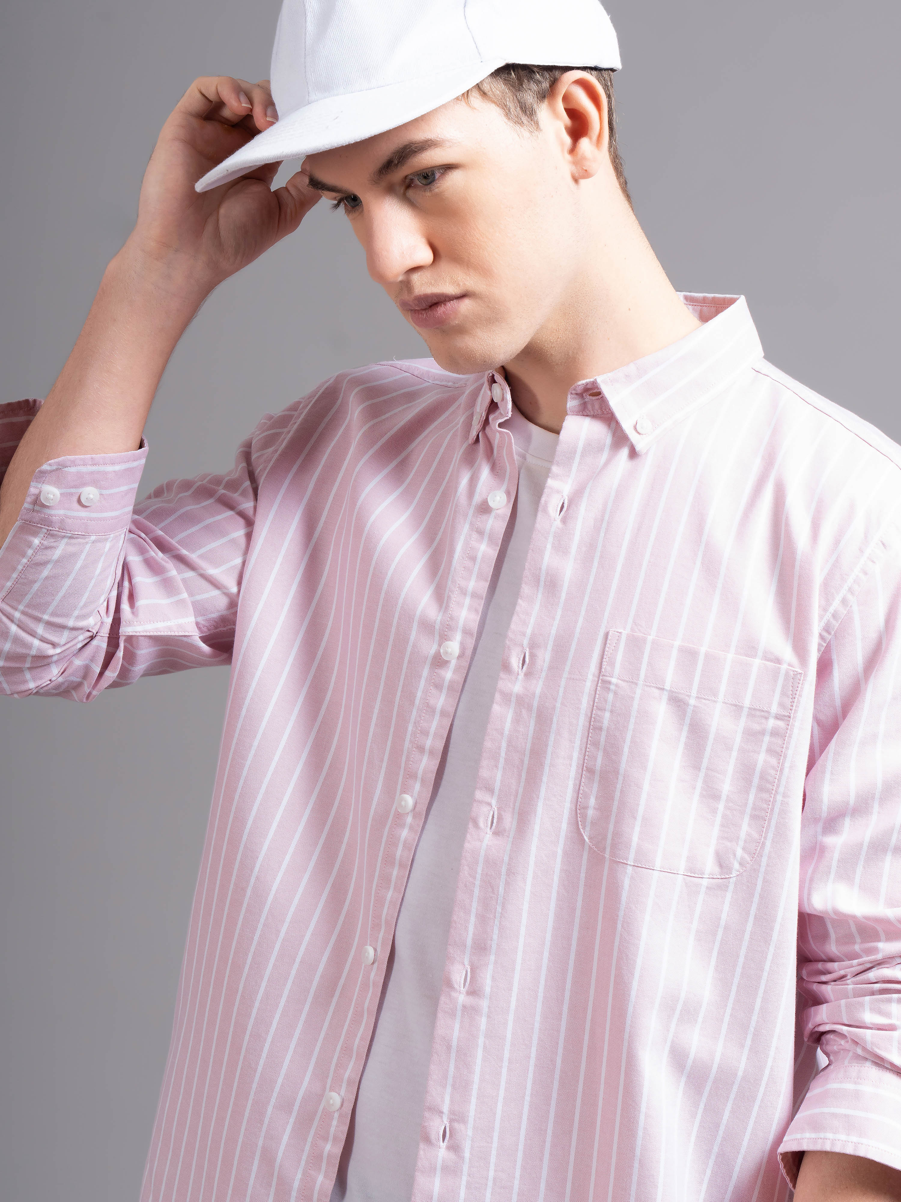 Men Peach Striped Shirt - Image 7