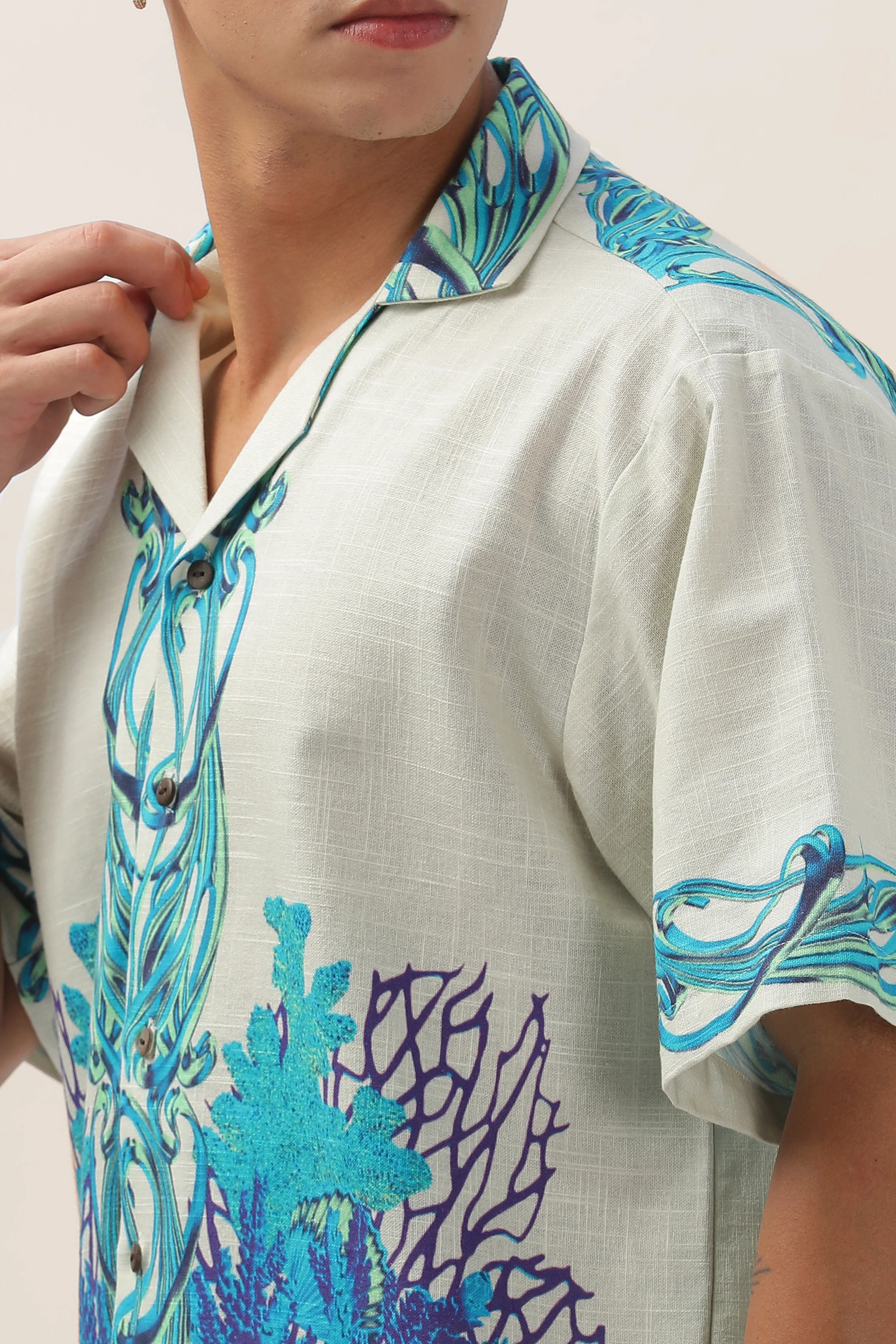 Men Pearl Garden Gauge Cotton Shirt - Image 2