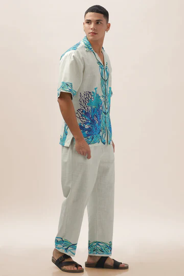 Men Pearl Garden Cotton Hemp Pants - Image 2