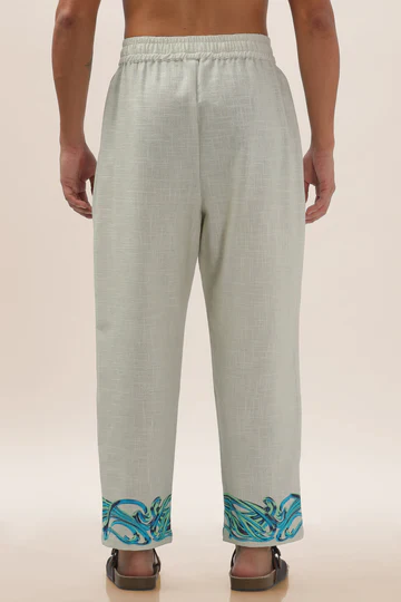 Men Pearl Garden Cotton Hemp Pants - Image 3